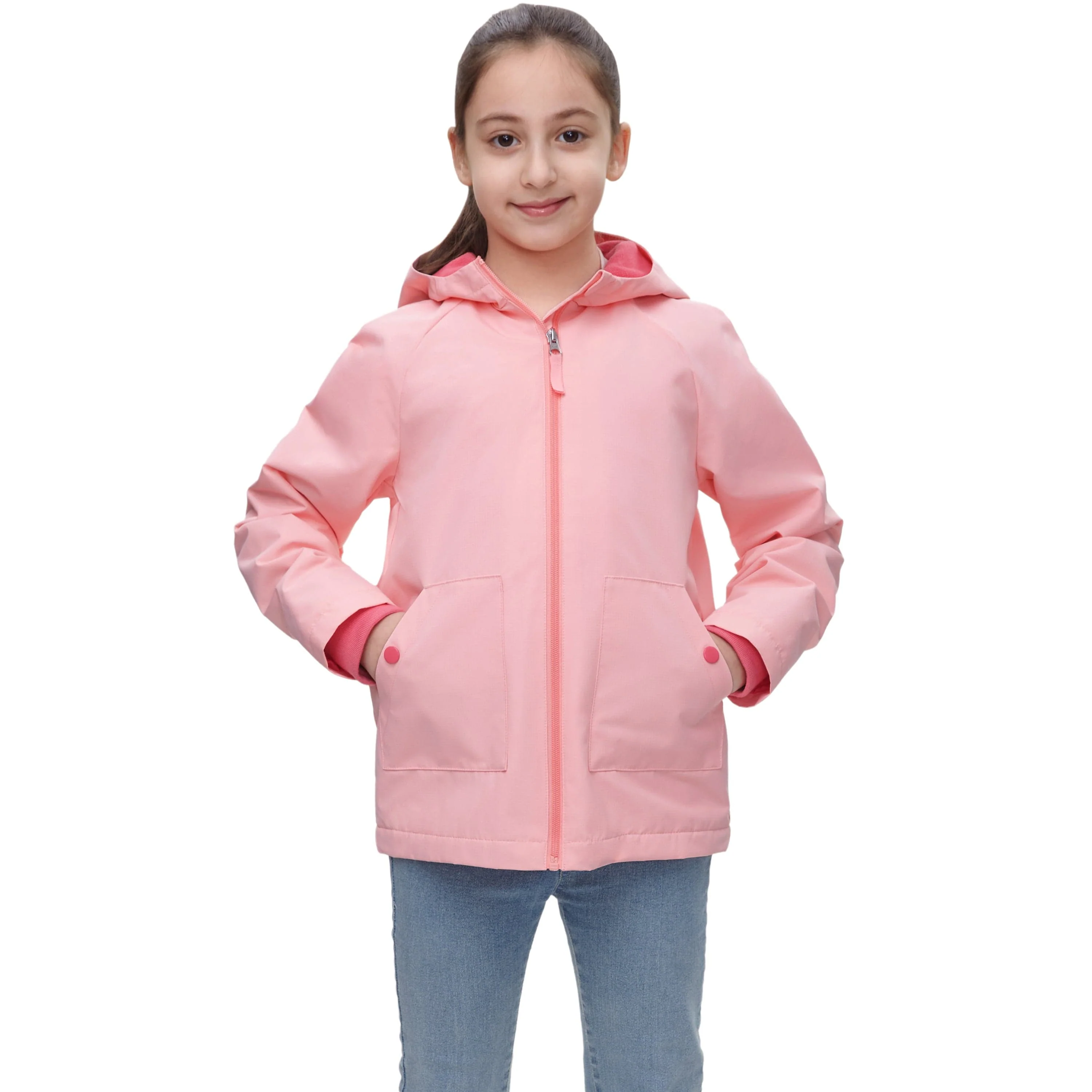 Girl's Hooded Water-Resistant Parka Windbreaker Jacket