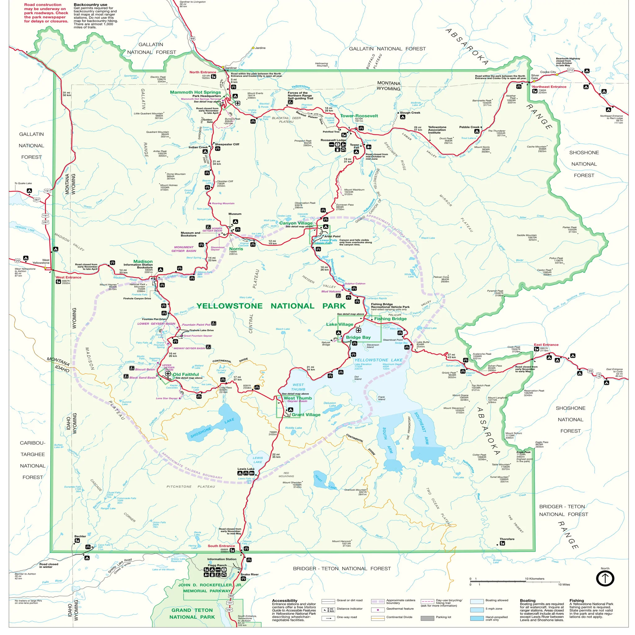 Yellowstone National Park Map Neck Gaiter