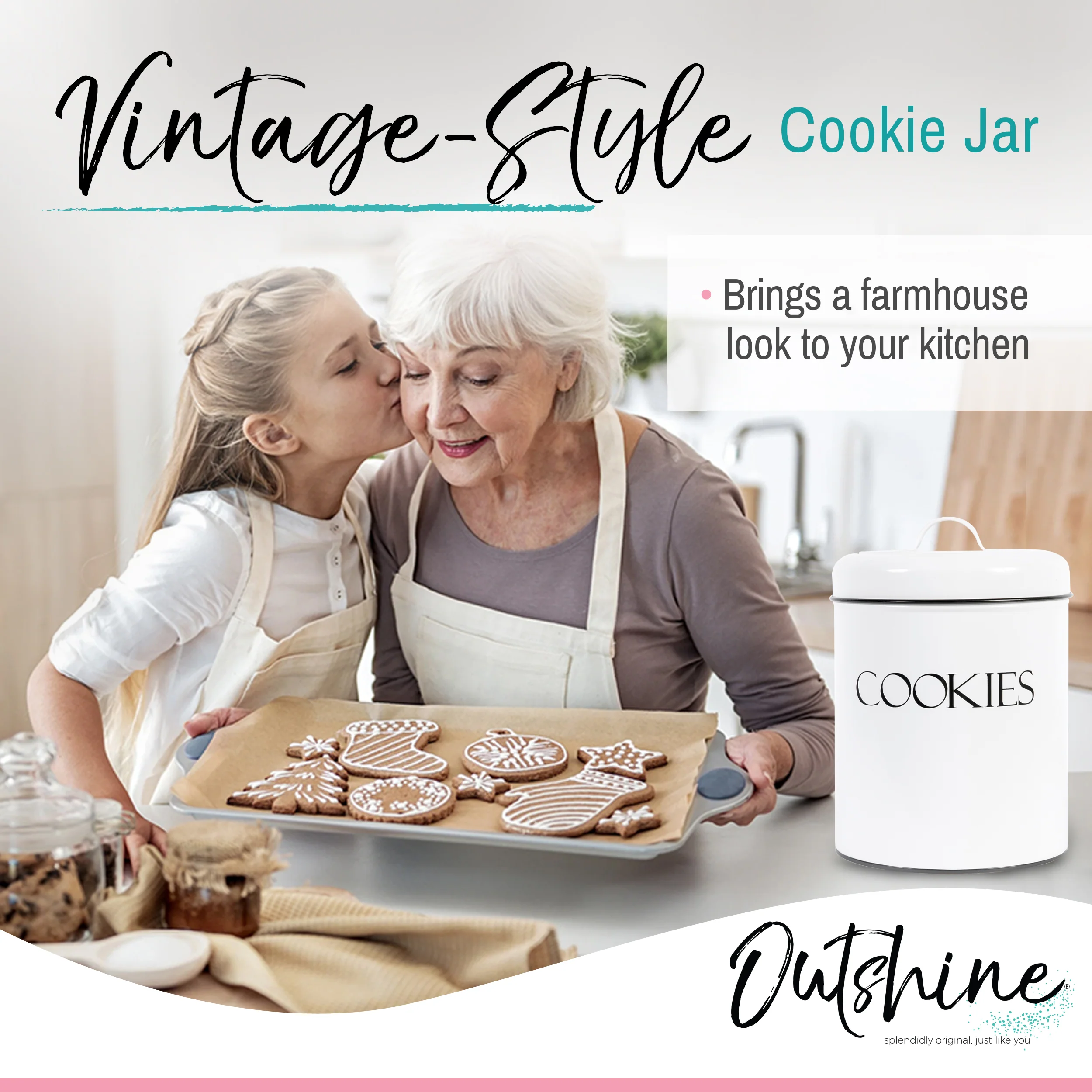 Outshine Metal Kitchen Farmhouse Canister and Jar with Airtight Lids