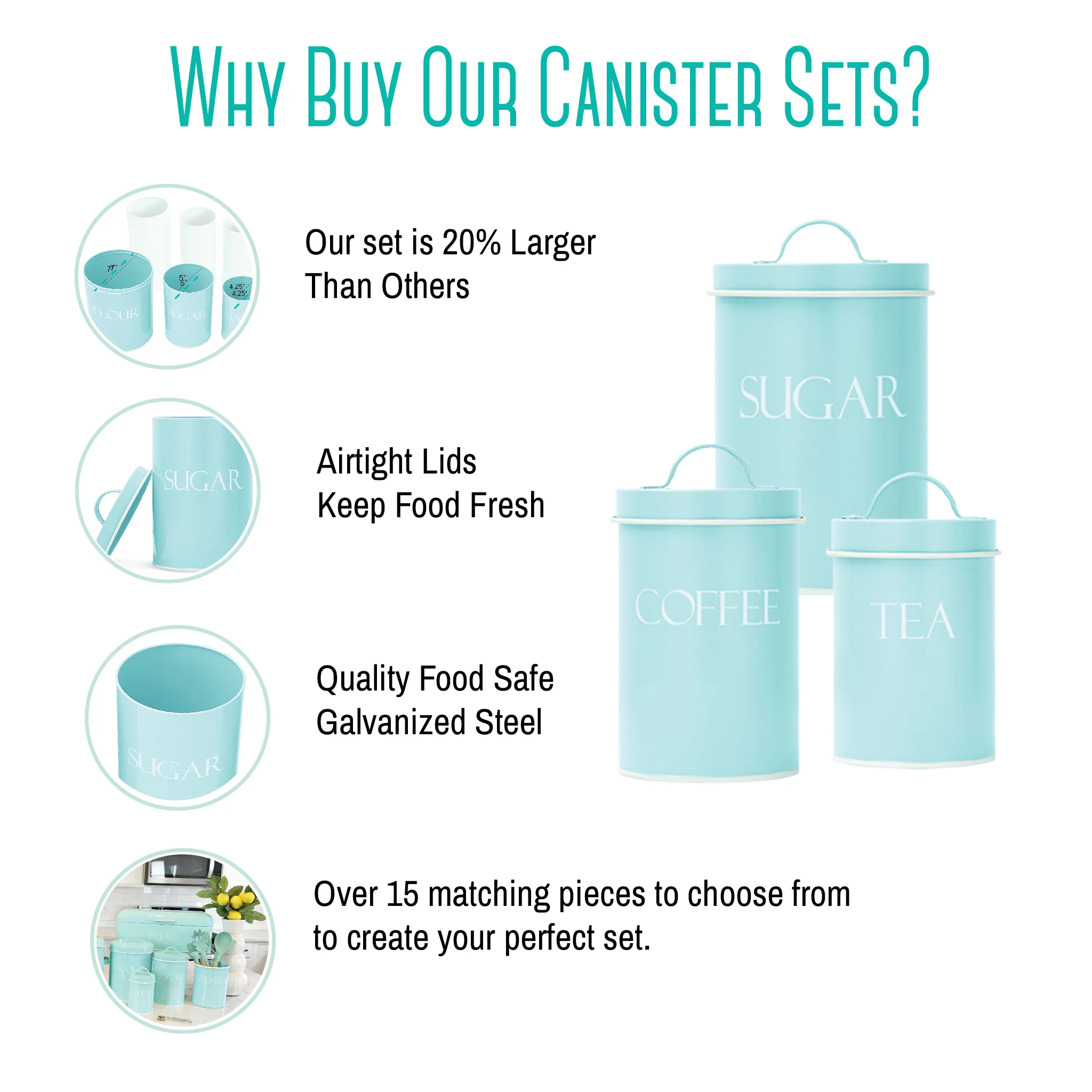 Outshine Metal Nesting Kitchen Canisters Farmhouse design Multi color