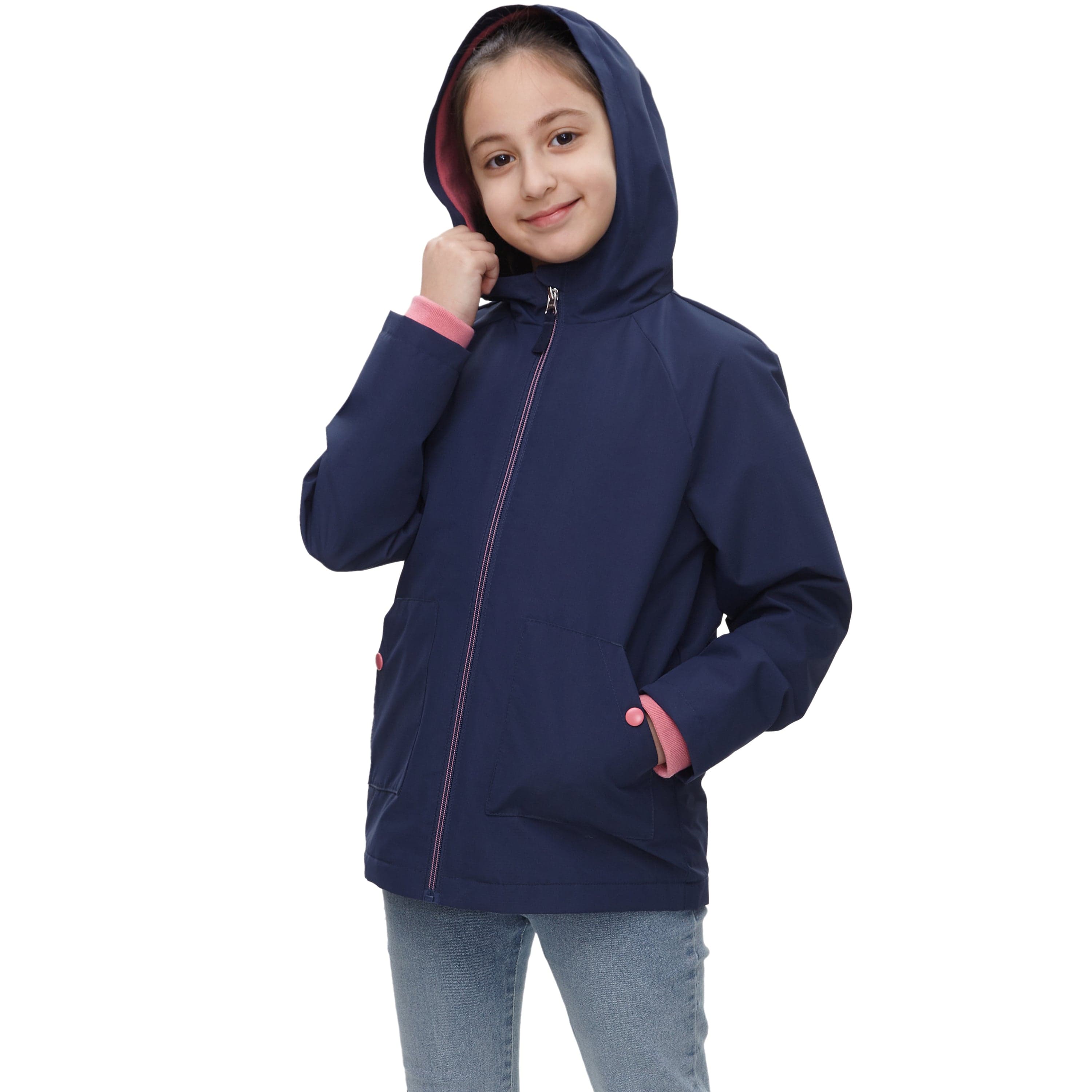 Girl's Hooded Water-Resistant Parka Windbreaker Jacket