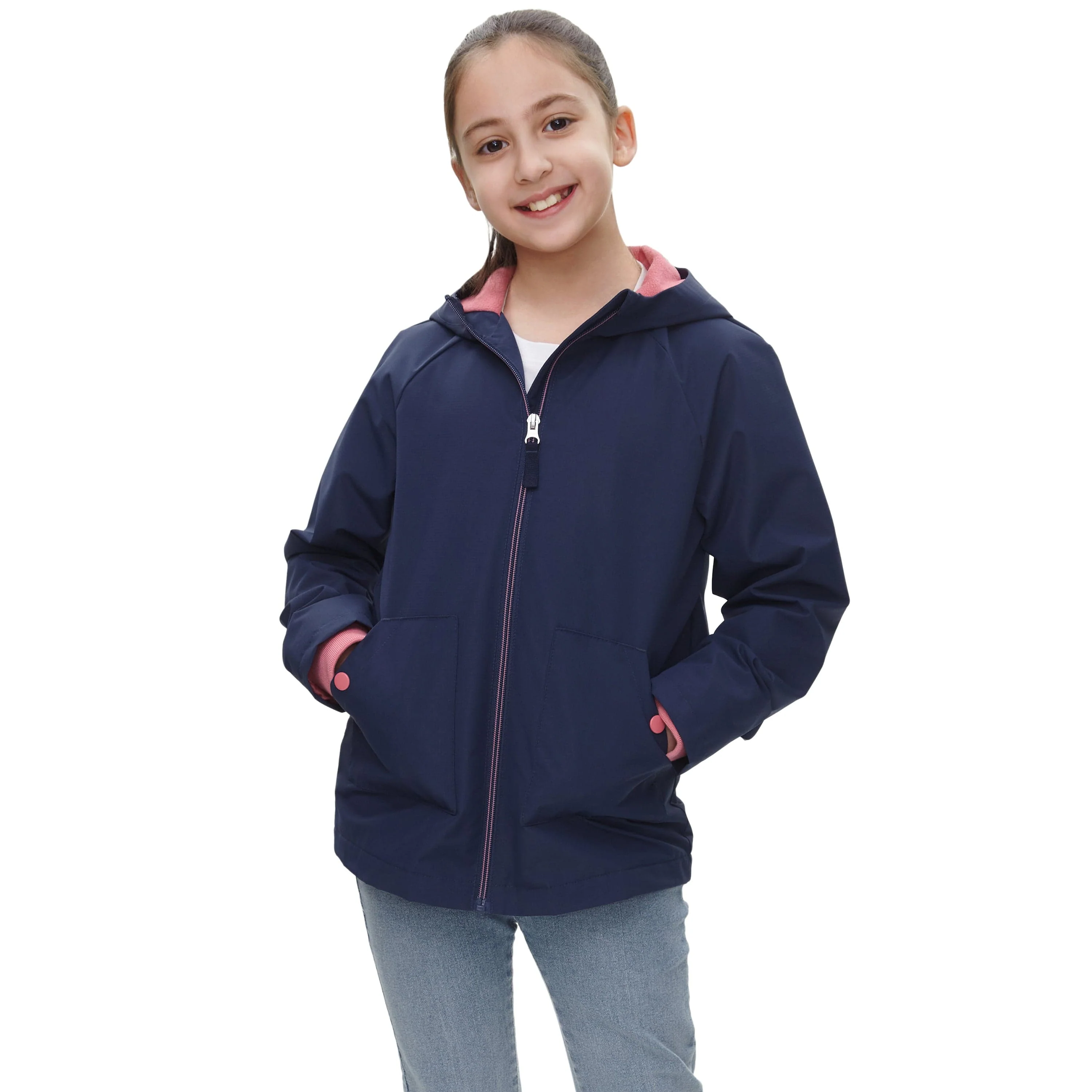 Girl's Hooded Water-Resistant Parka Windbreaker Jacket