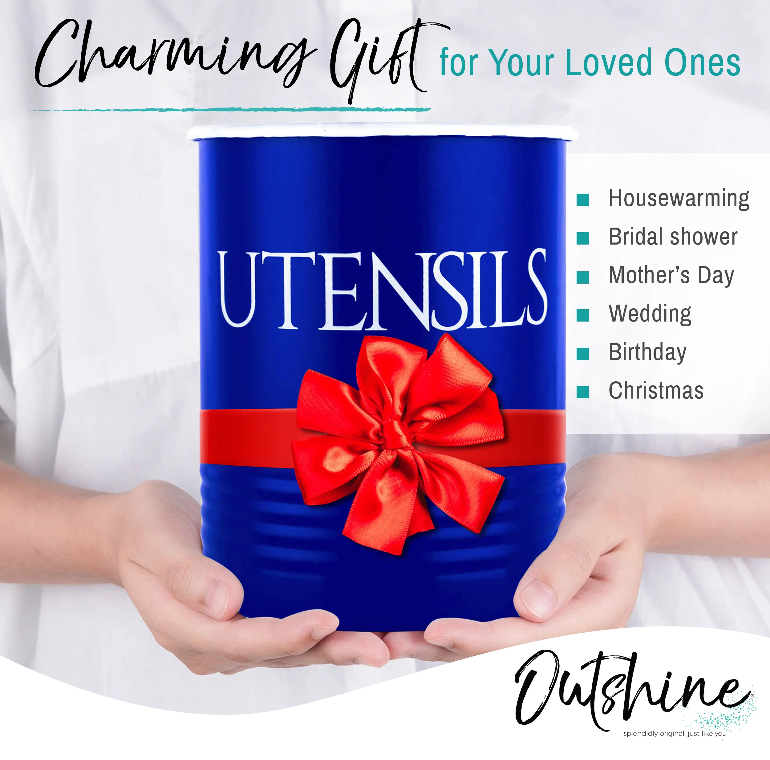 Outshine Vintage Farmhouse Metal Kitchen Utensil Holder