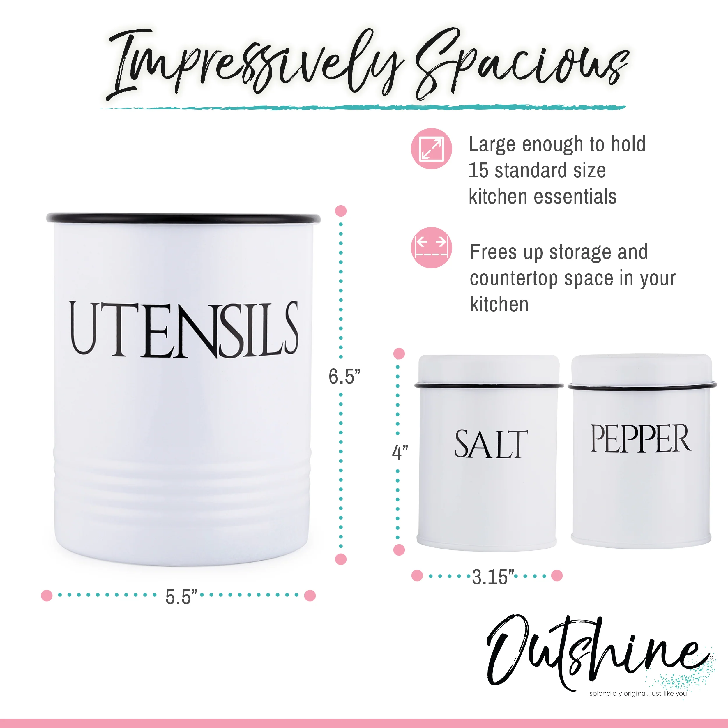 Outshine Vintage Farmhouse Metal Kitchen Utensil Holder