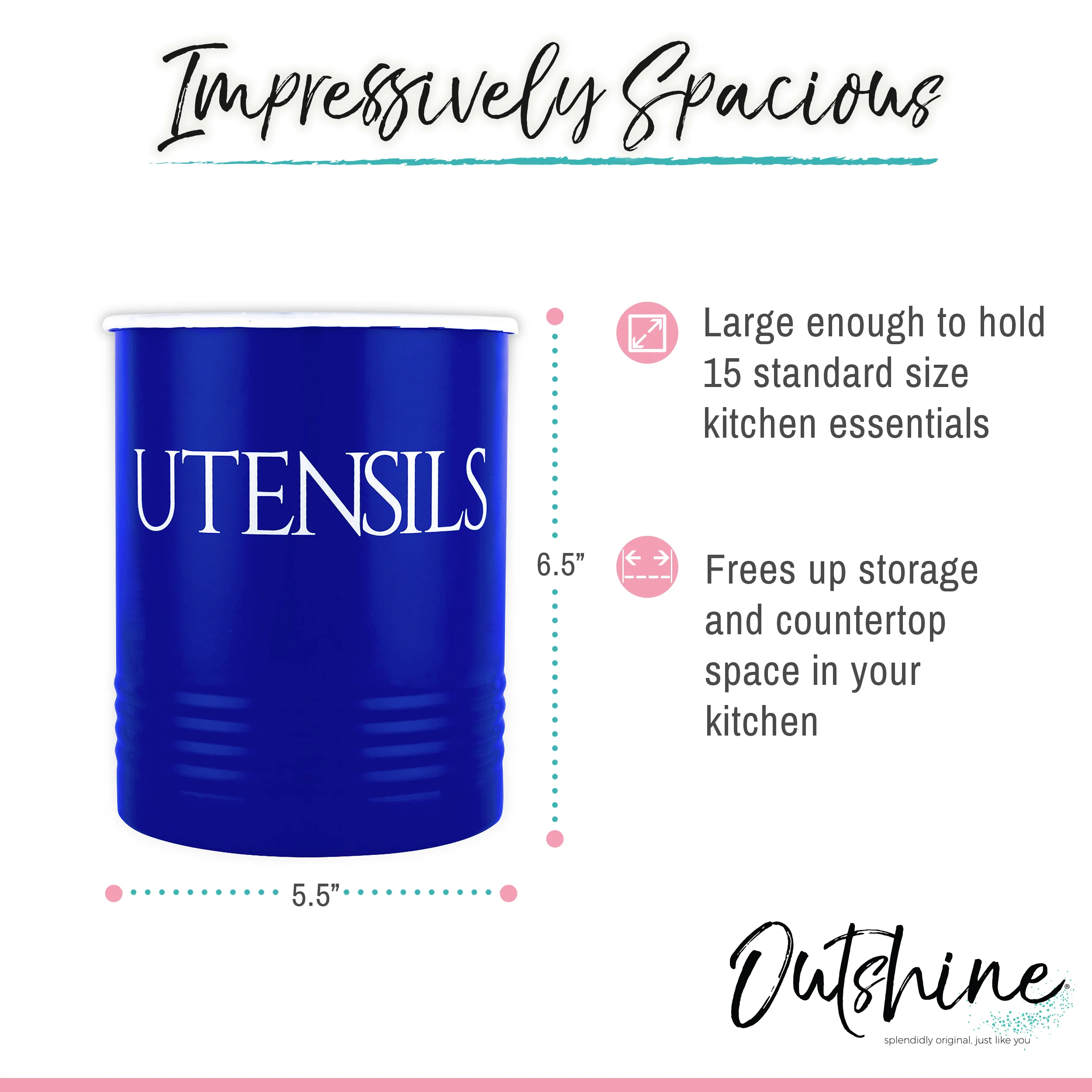 Outshine Vintage Farmhouse Metal Kitchen Utensil Holder