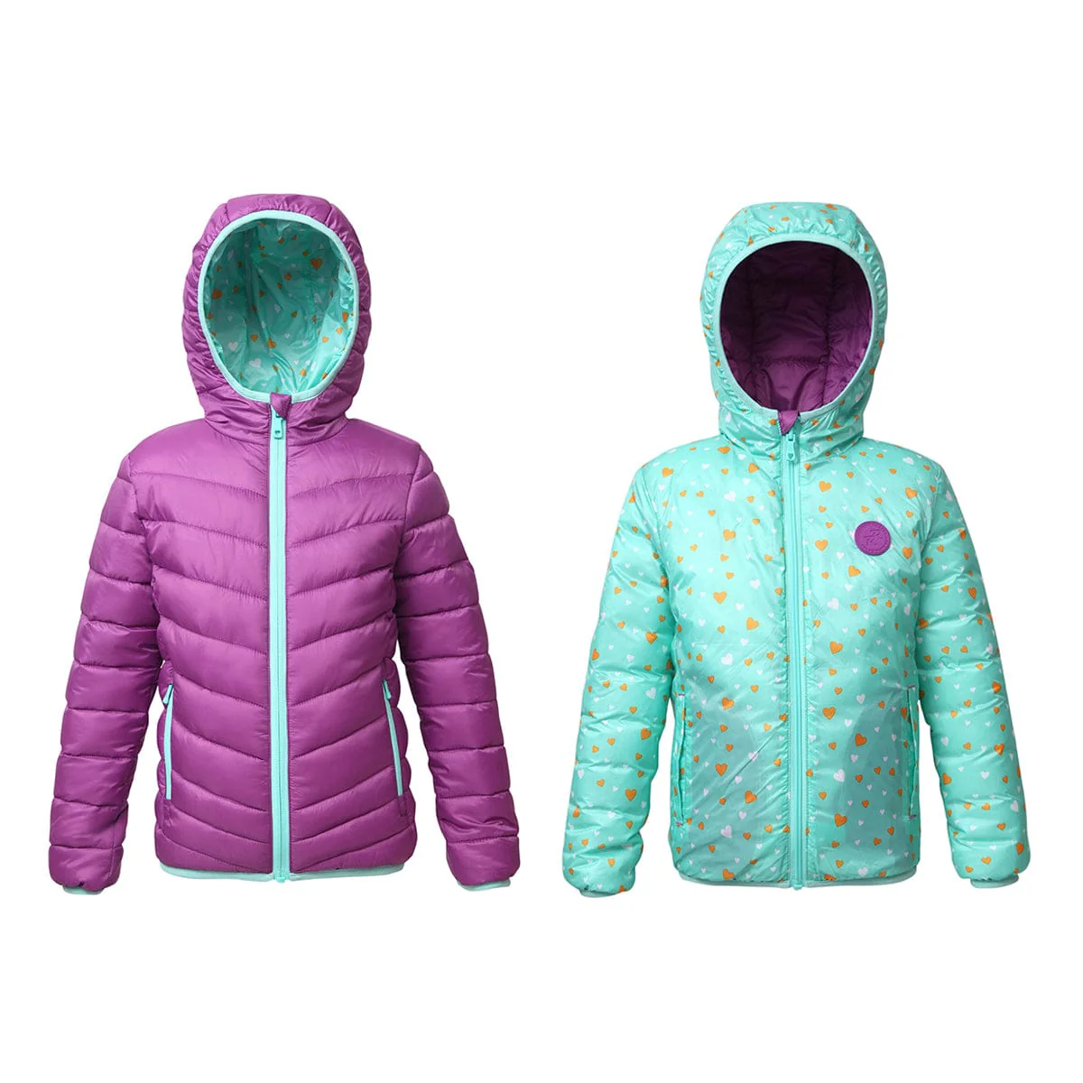 Girls' Reversible Lightweight Puffer Jacket