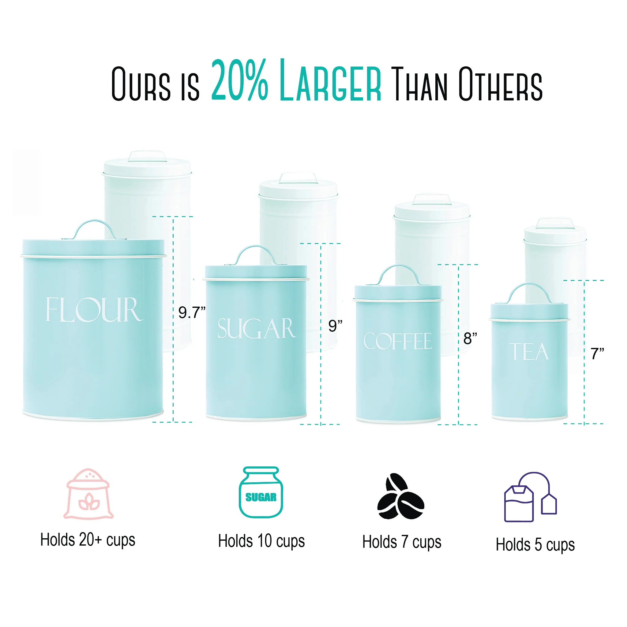 Outshine Metal Nesting Kitchen Canisters Farmhouse design Multi color