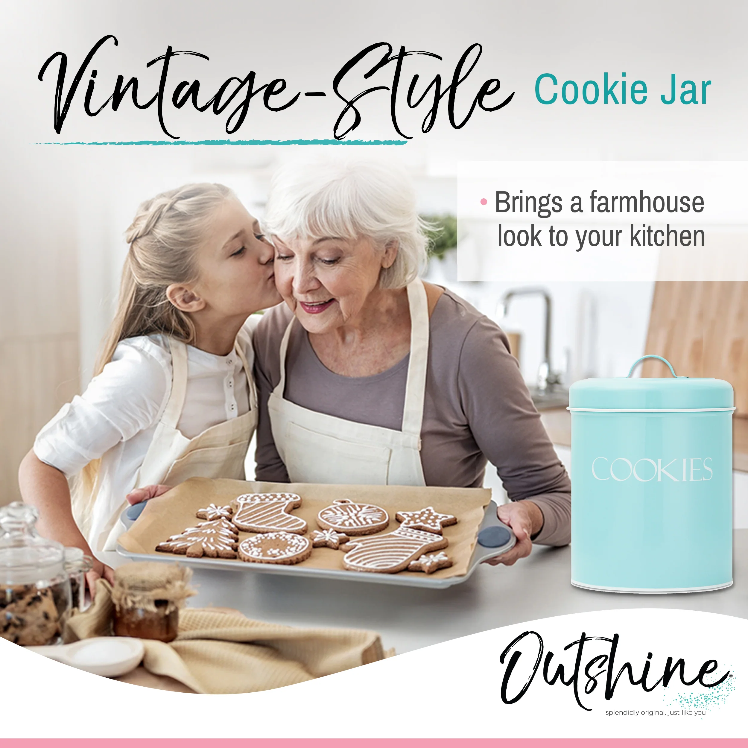 Outshine Metal Kitchen Farmhouse Canister and Jar with Airtight Lids
