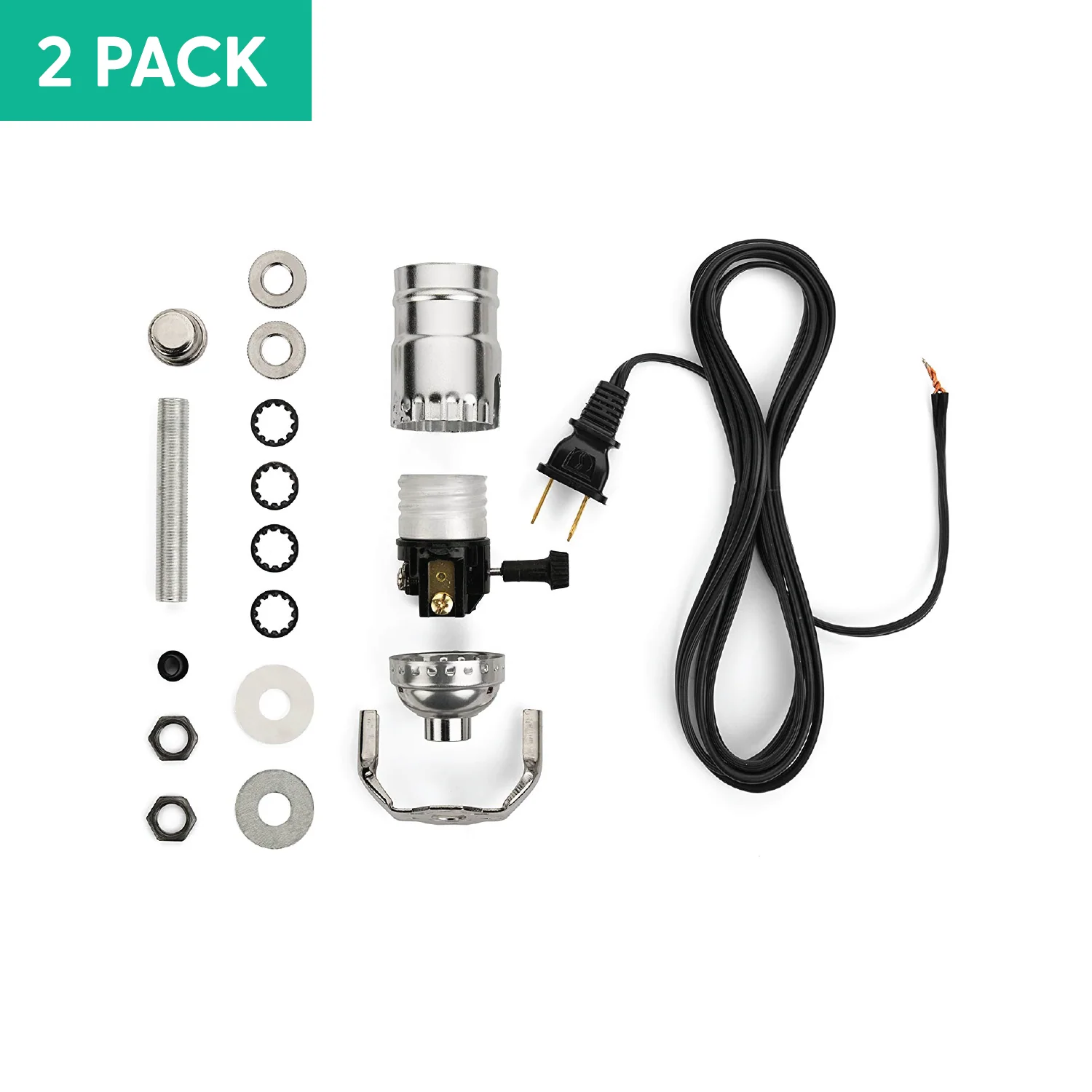 DIY Lamp Wiring Kit (Nickel Silver Socket & Black Cord)