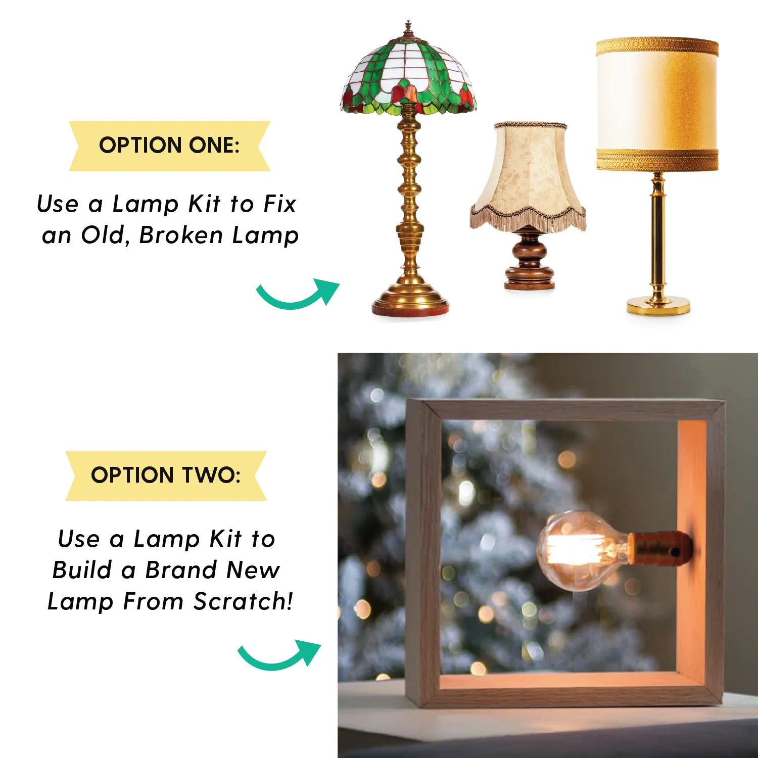 DIY Lamp Wiring Kit (Antique Brass Socket & Brown Cord)