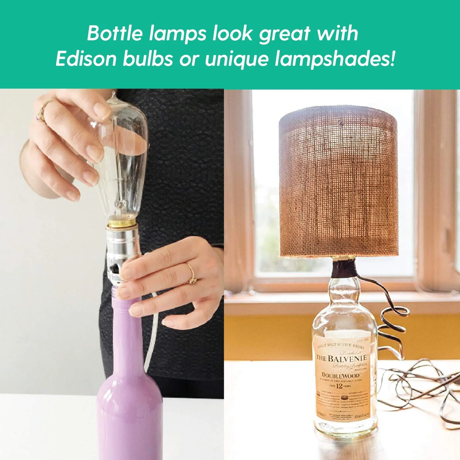 DIY Bottle Lamp Kit (Silver Socket & 8FT Silver Cord)