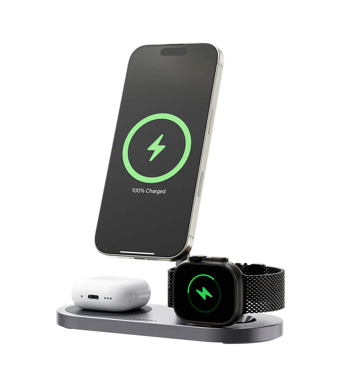KUXIU X23 Pro 3-in-1 MagSafe Dual-Core Fast Charging Stand – Gray