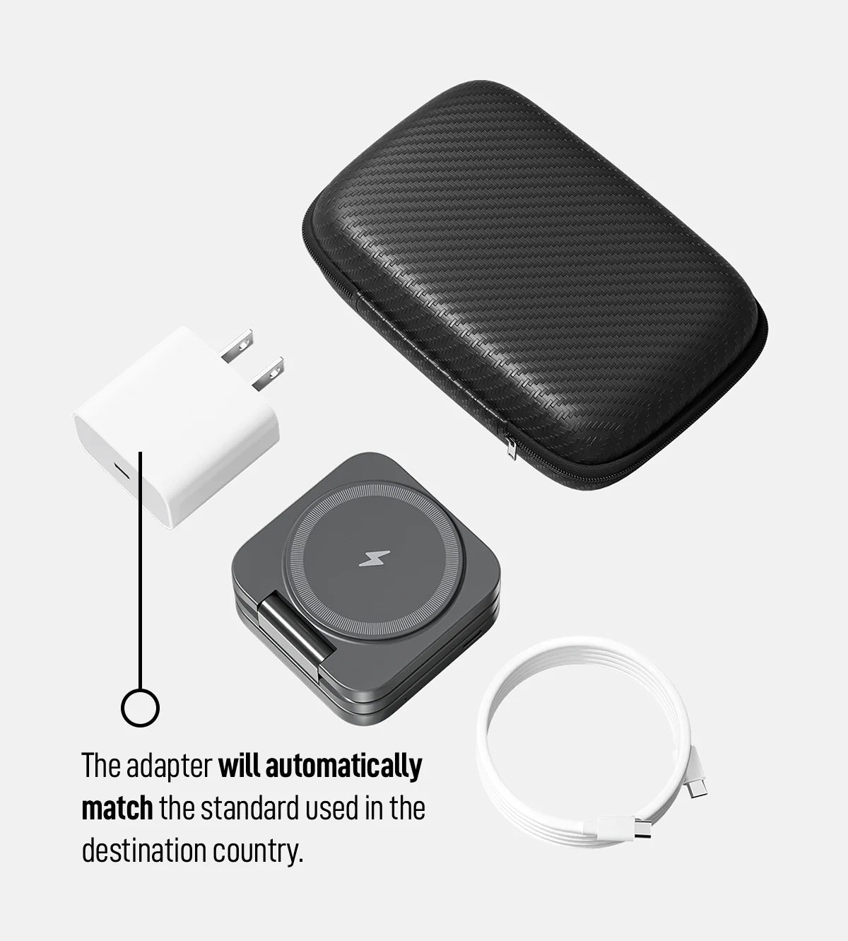 KUXIU X55 3-In-1 Foldable Magnetic Wireless Charging Station - Gray