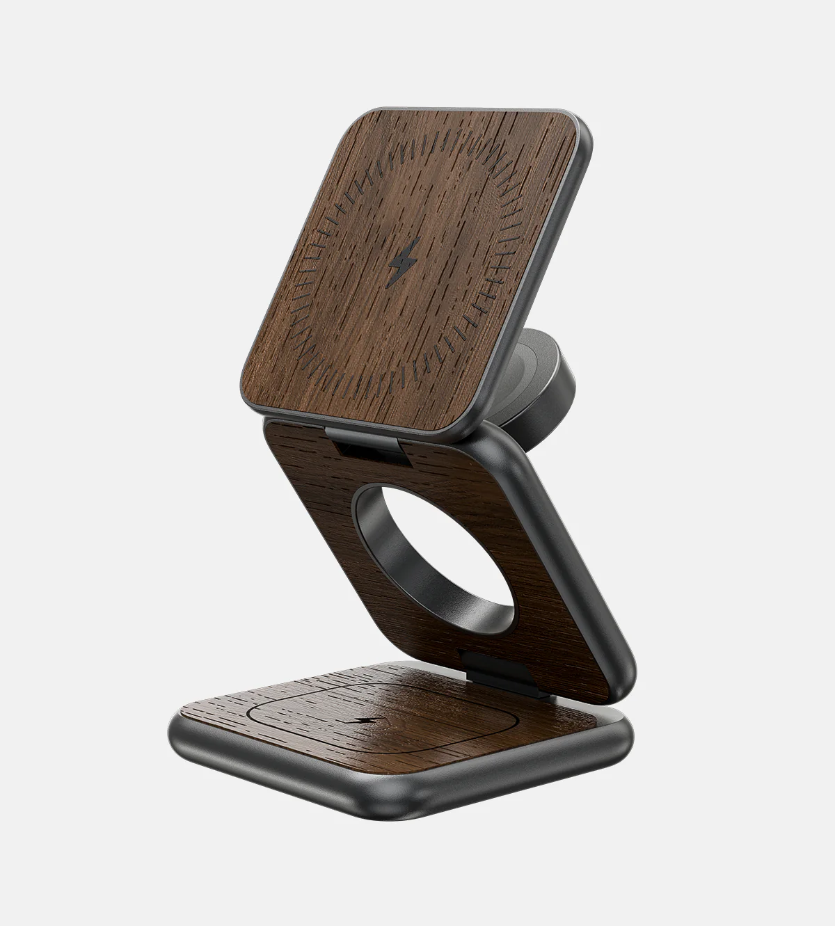 KUXIU X40 Pro 3-in-1 MagSafe Foldable Charging Stand - Wood Grain Edition