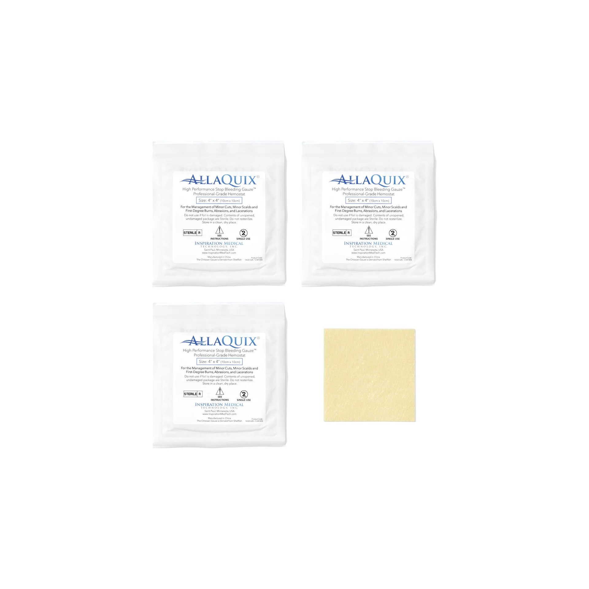 AllaQuix® High Performance Stop Bleeding Gauze (4x4)