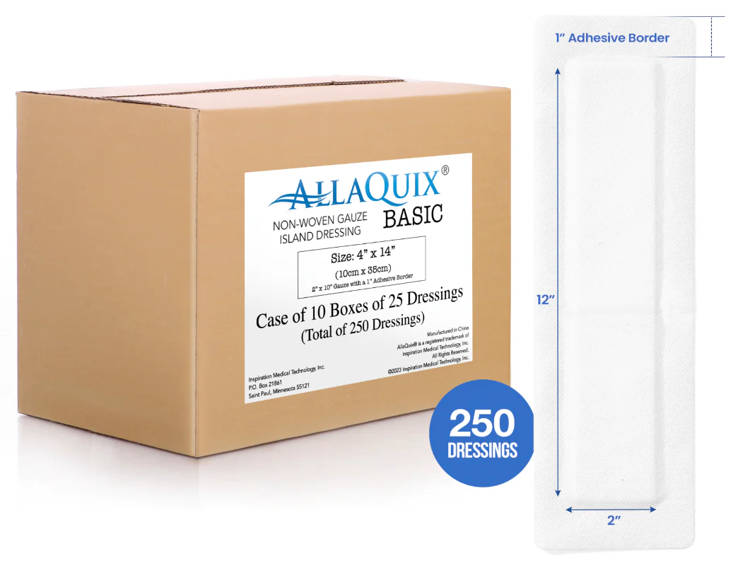 AllaQuix® Basic Non-Woven Adhesive Island Dressing (4x14) – Sterile & Latex-Free
