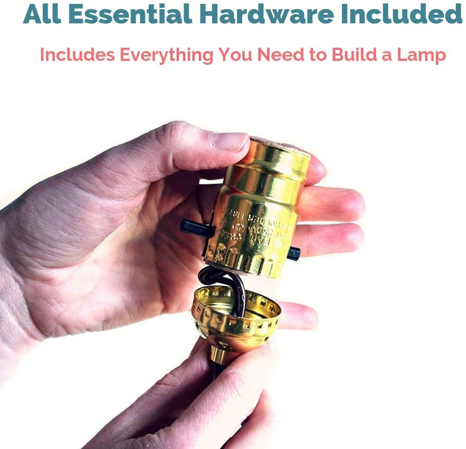 DIY Lamp Wiring Kit (Brass Socket & Brown Cord)