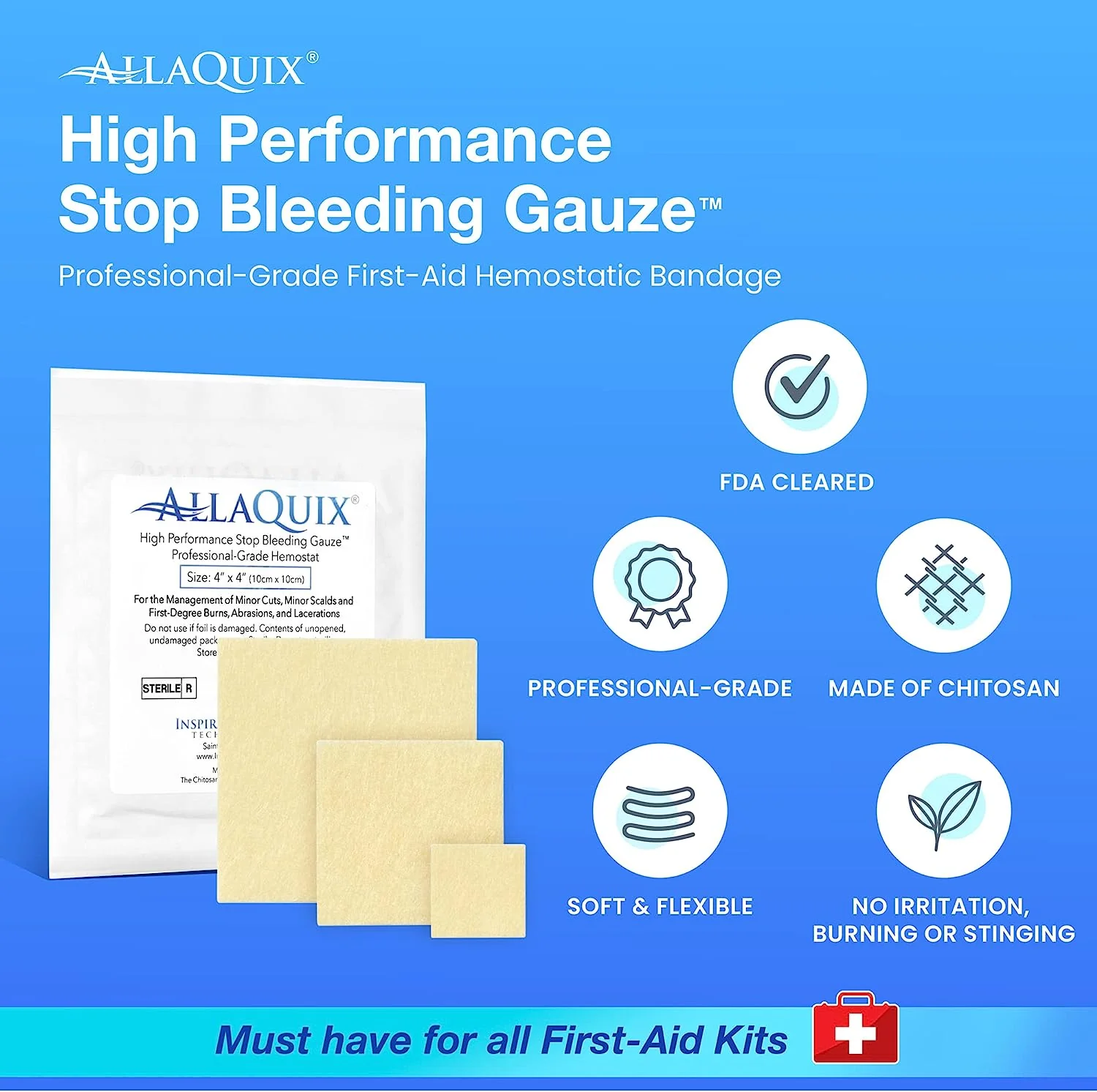 AllaQuix® High Performance Stop Bleeding Gauze (4x4)