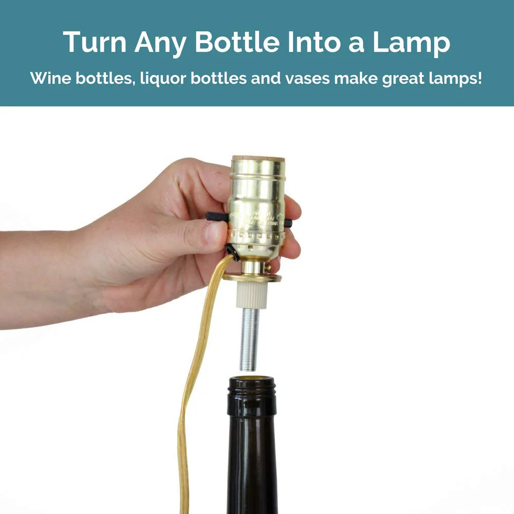 DIY Bottle Lamp Kit (Brass Socket & 8FT Gold Cord)