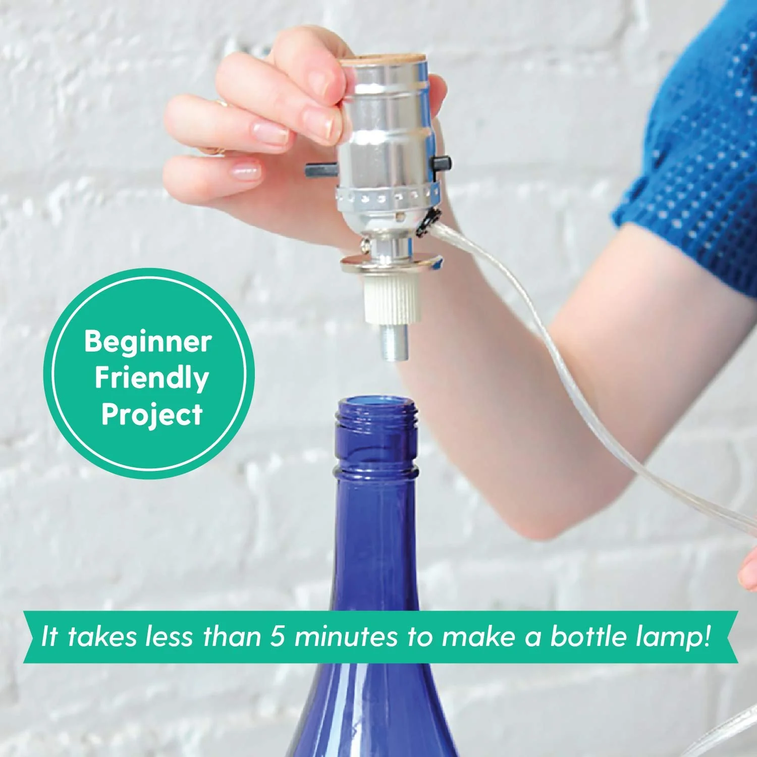 DIY Bottle Lamp Kit (Silver Socket & 8FT Silver Cord)