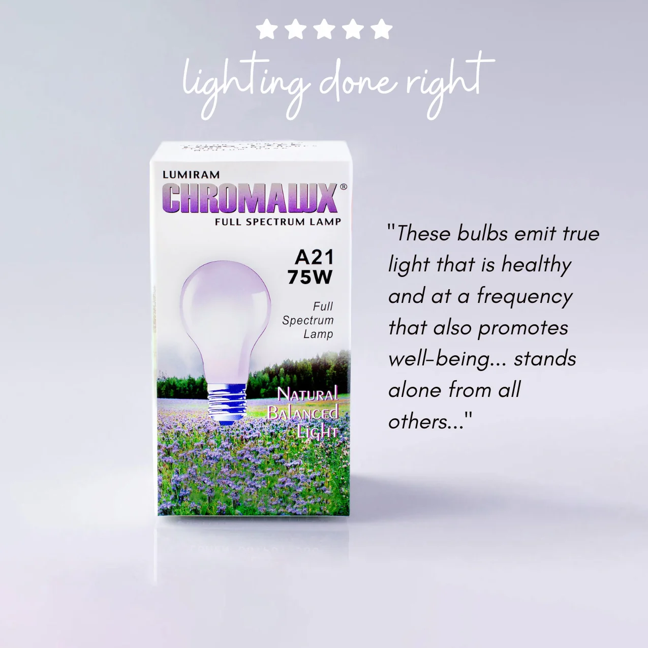 A21 / 75W Chromalux® Full Spectrum Light Bulb