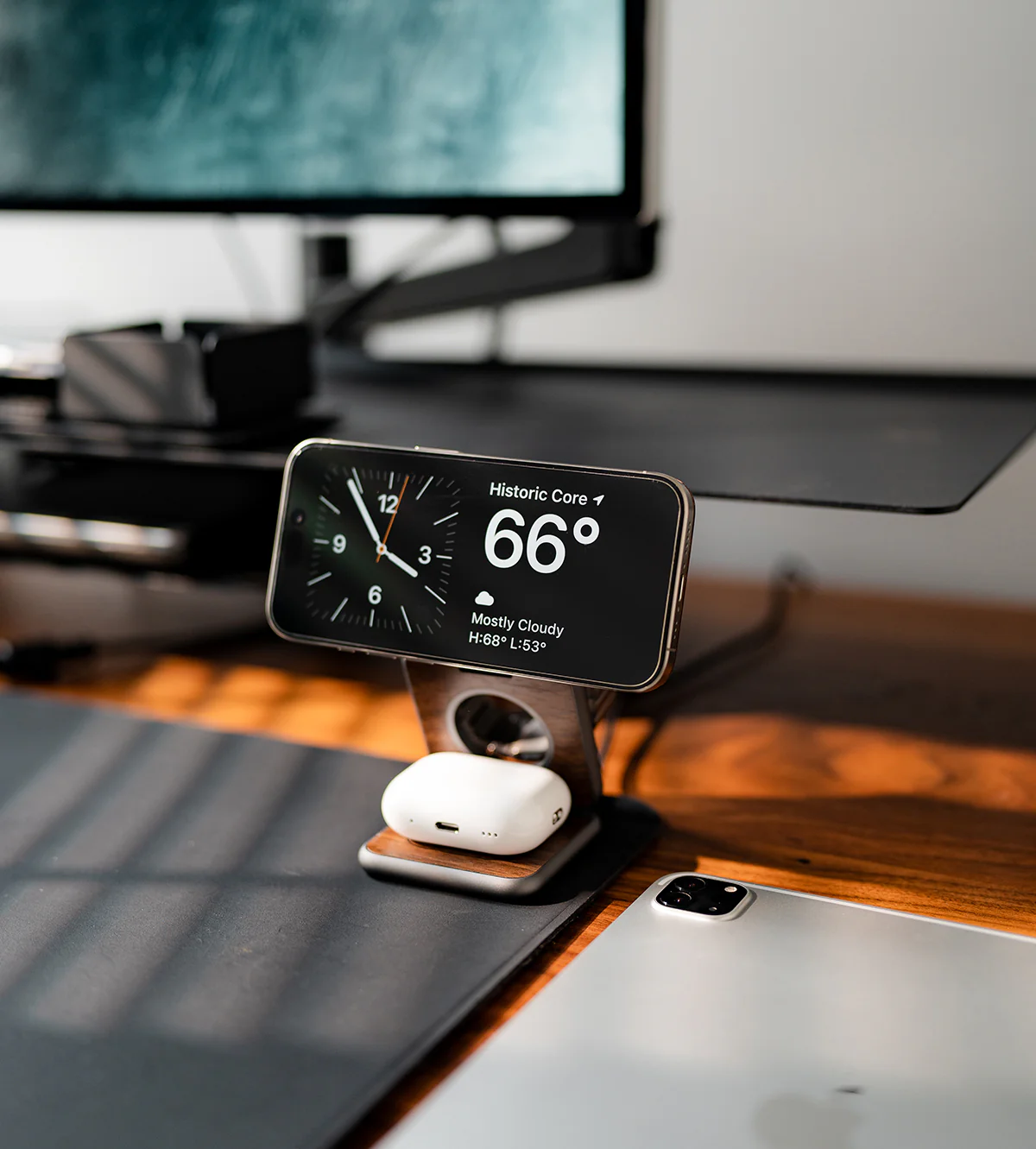 KUXIU X40 Pro 3-in-1 MagSafe Foldable Charging Stand - Wood Grain Edition