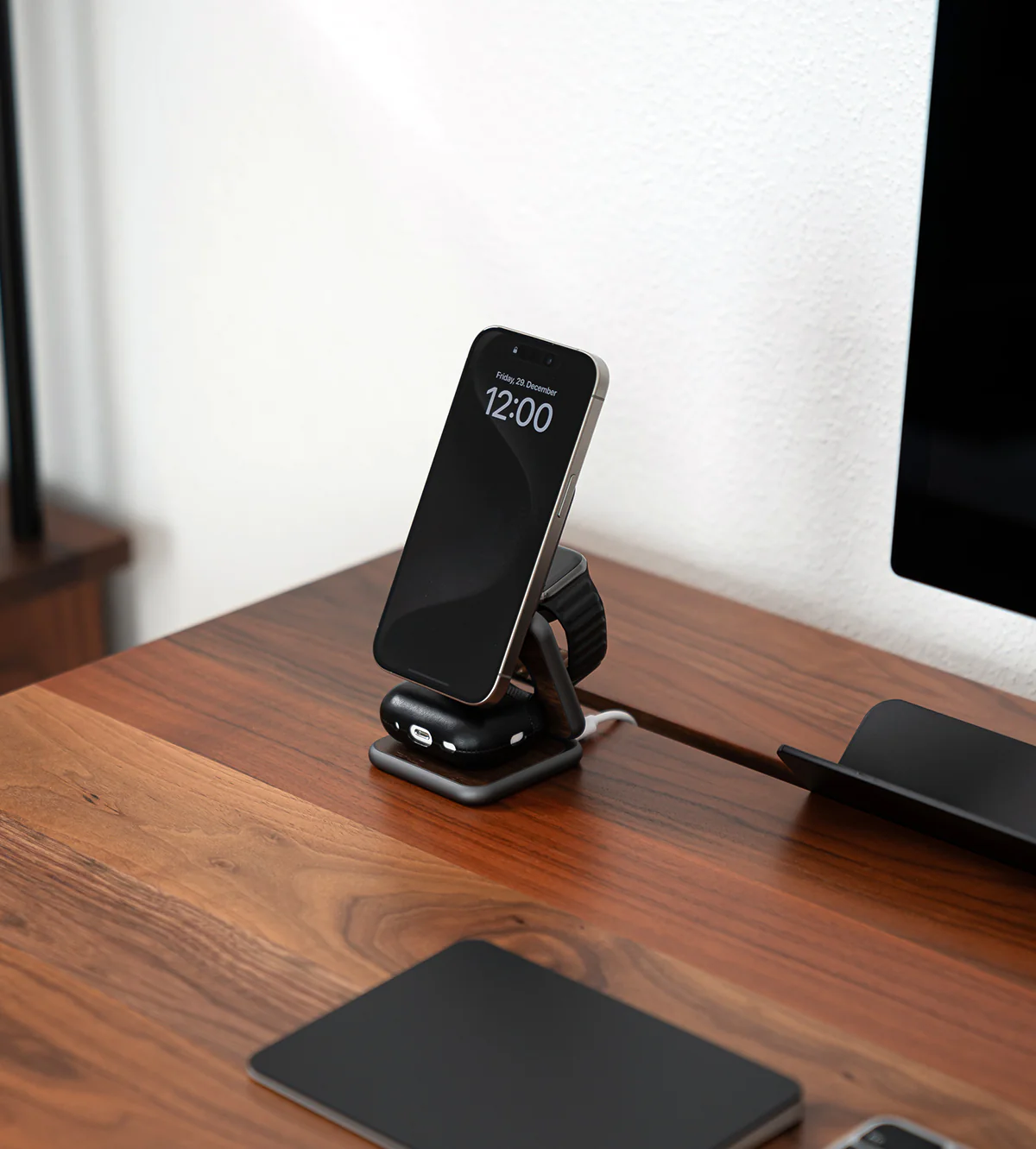 KUXIU X40 Pro 3-in-1 MagSafe Foldable Charging Stand - Wood Grain Edition