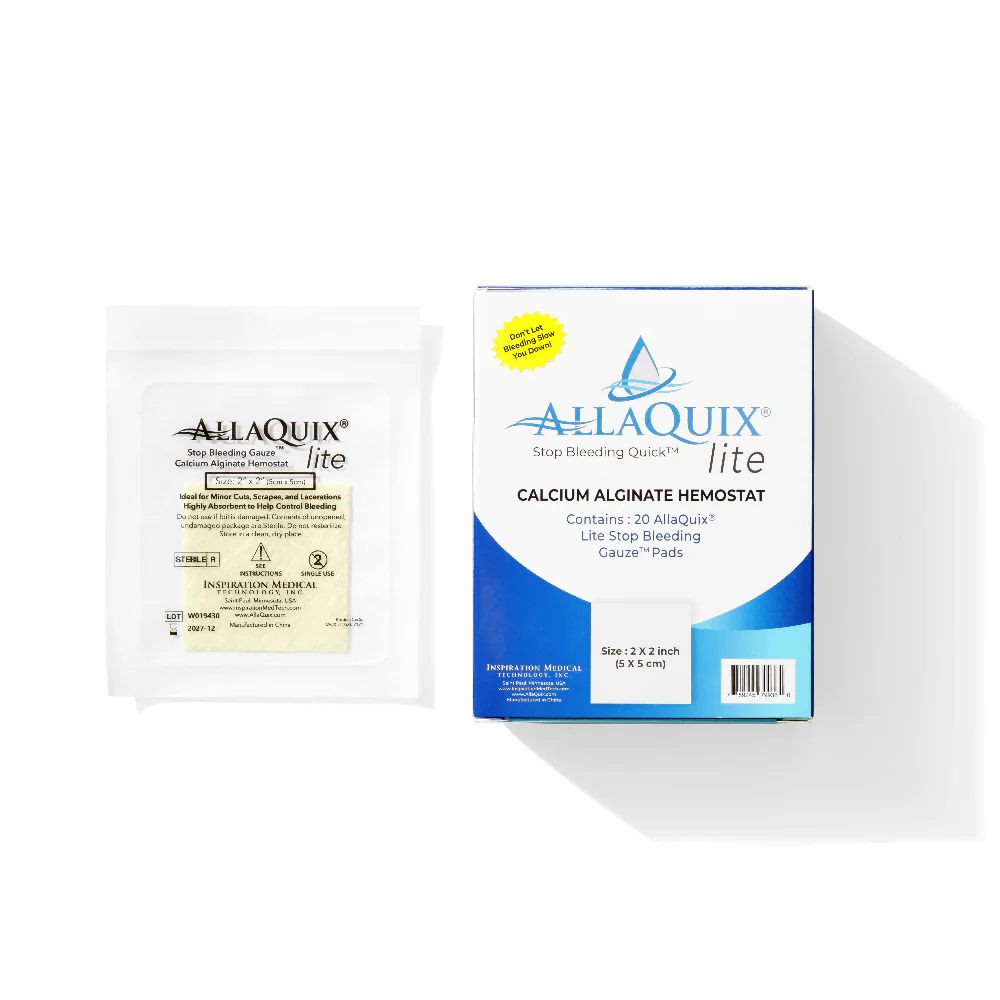 AllaQuix® Lite Stop Bleeding Gauze (2x2) – Calcium Alginate Hemostatic Gauze Pad