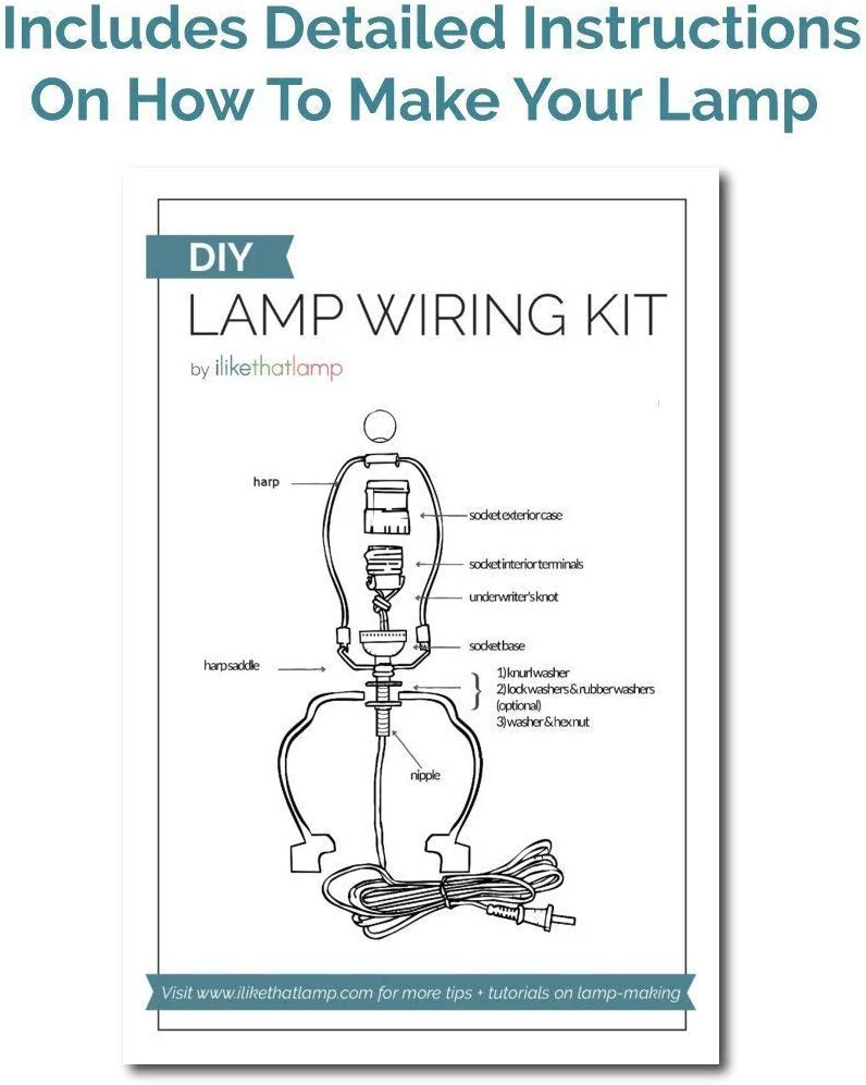DIY Lamp Wiring Kit (Brass Socket & Brown Cord)