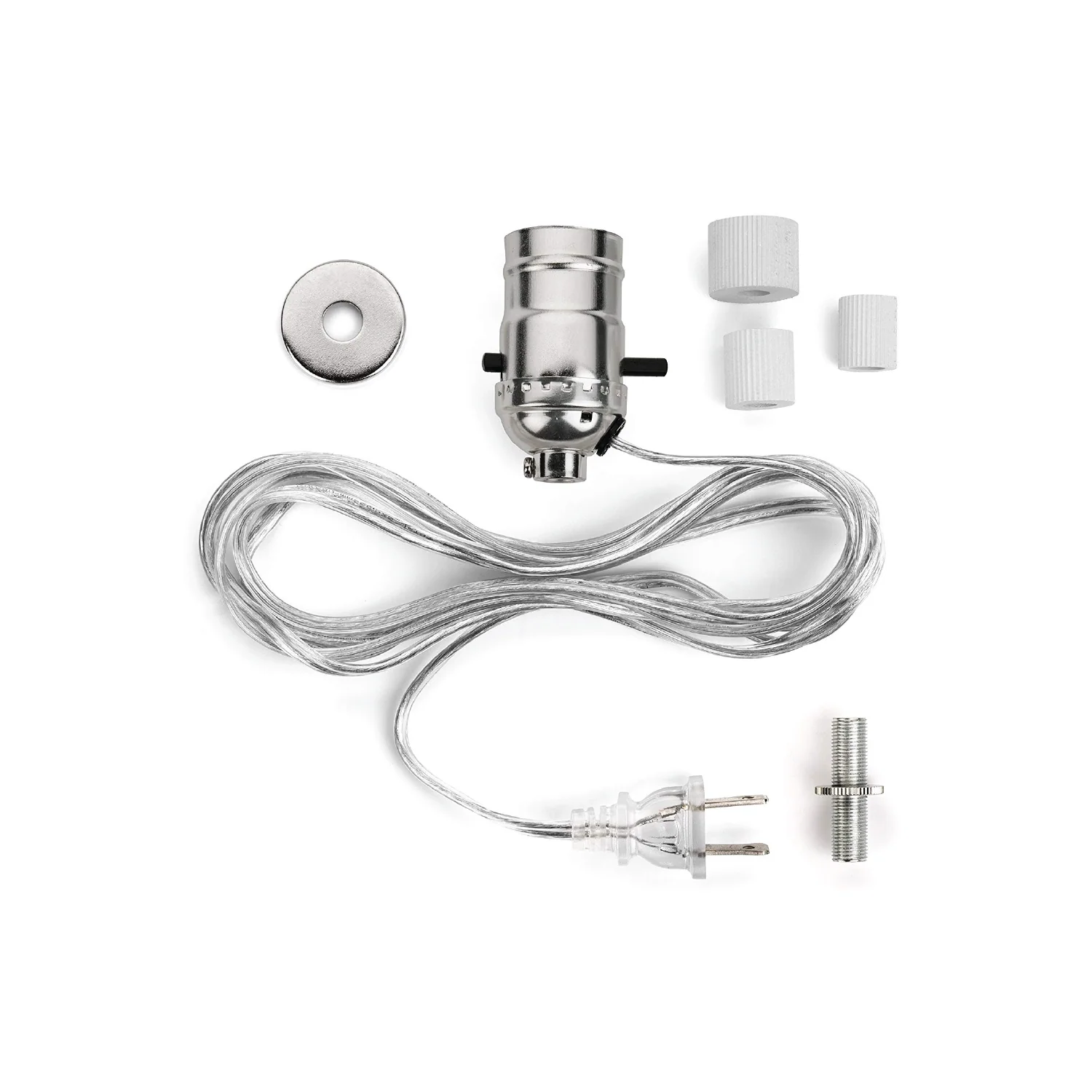 DIY Bottle Lamp Kit (Silver Socket & 8FT Silver Cord)