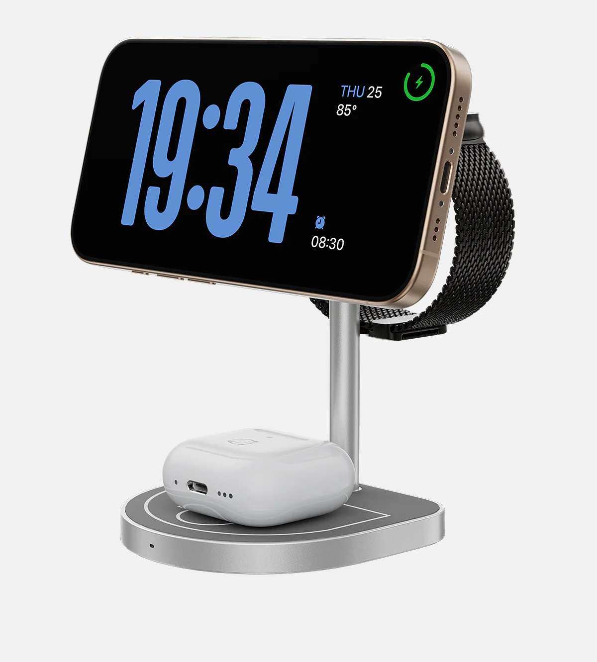 KUXIU 3-Point Power Creative 3-in-1 MagSafe Charging Stand - Gray