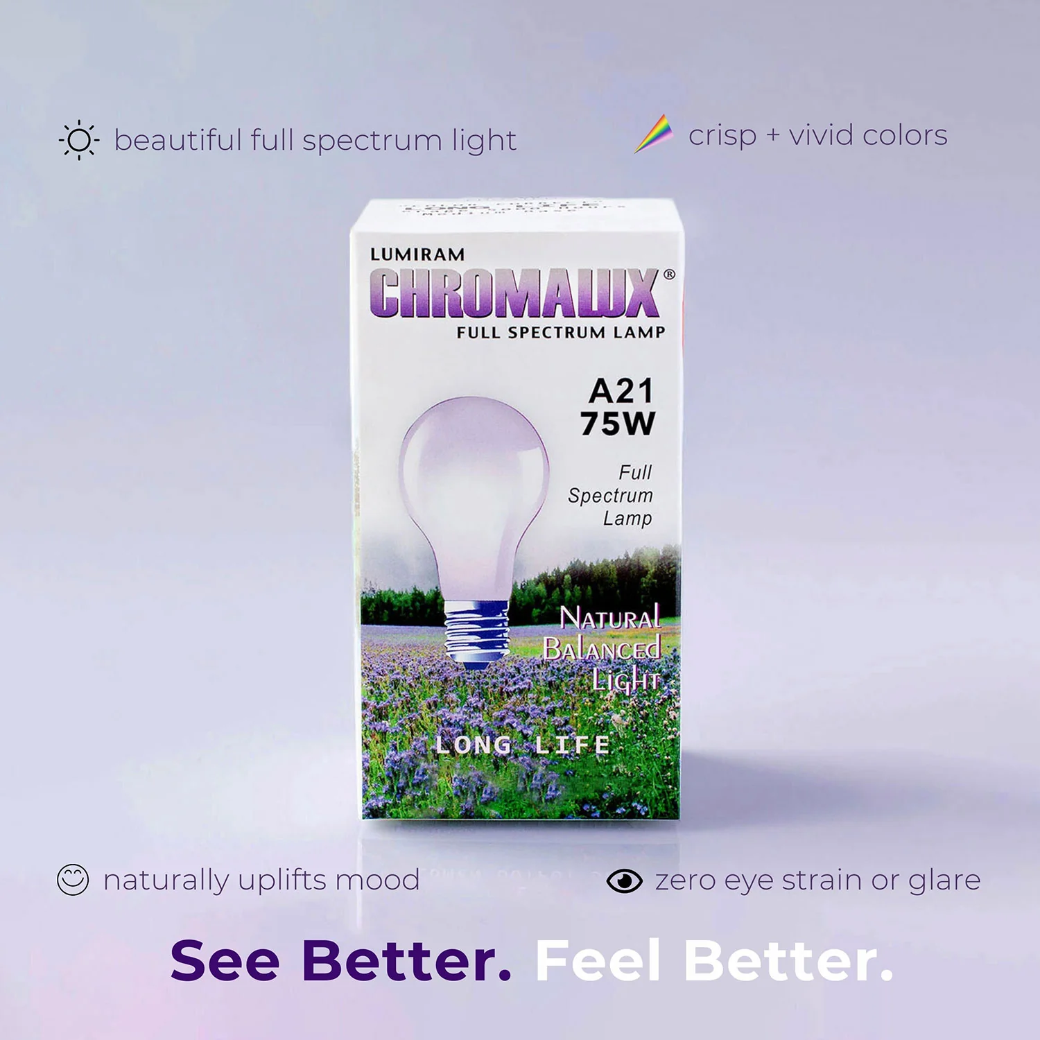 A21 / 75W Chromalux® Full Spectrum Light Bulb