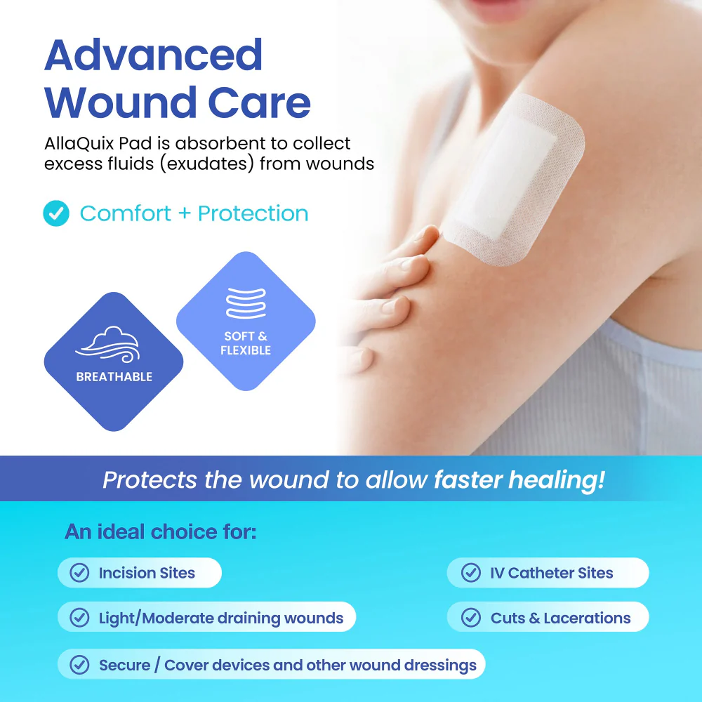 AllaQuix® Basic Non-Woven Adhesive Island Dressing (4x14) – Sterile & Latex-Free