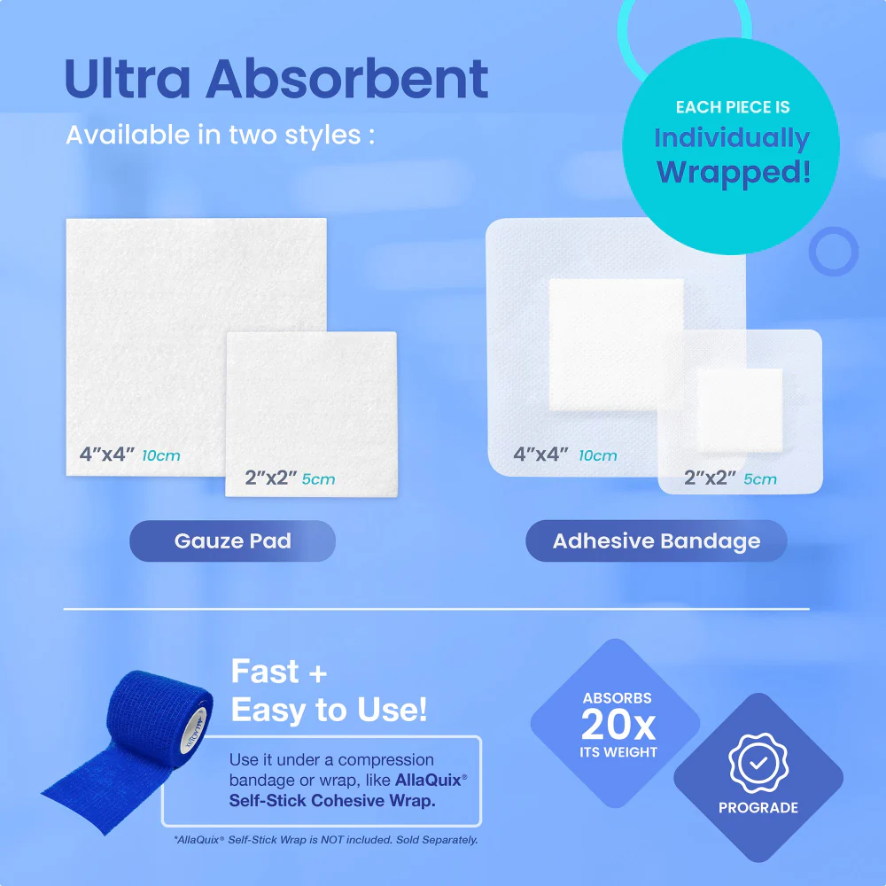 AllaQuix® Lite - Calcium Alginate Adhesive Bandage 2x2 (Box of 10)