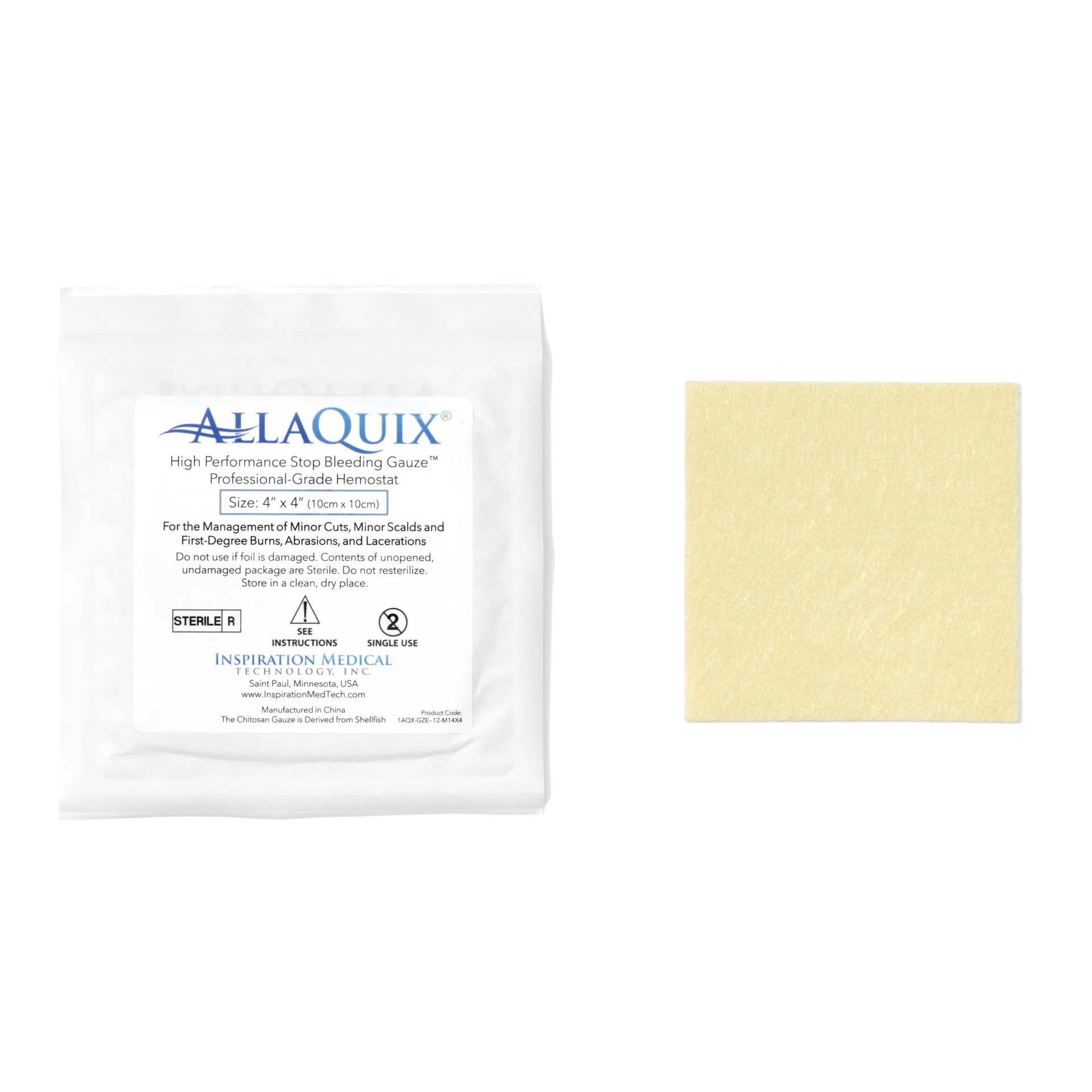 AllaQuix® High Performance Stop Bleeding Gauze (4x4)