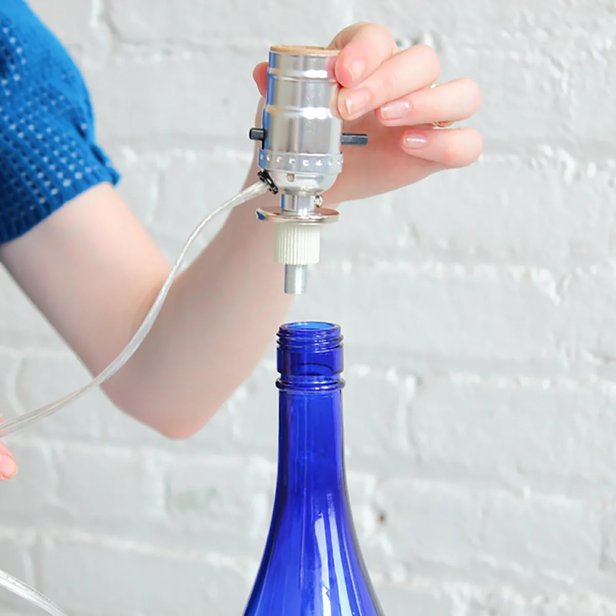 DIY Bottle Lamp Kit (Silver Socket & 8FT Silver Cord)