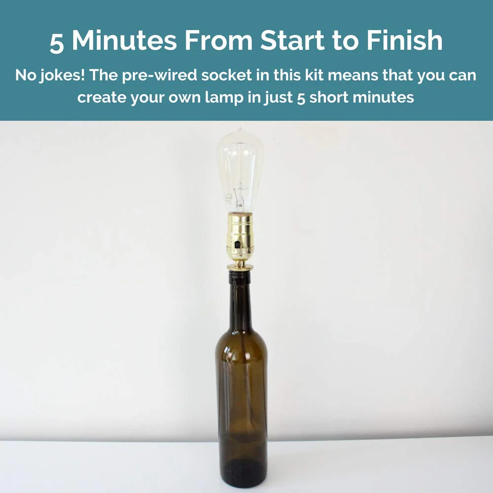 DIY Bottle Lamp Kit (Brass Socket & 8FT Gold Cord)