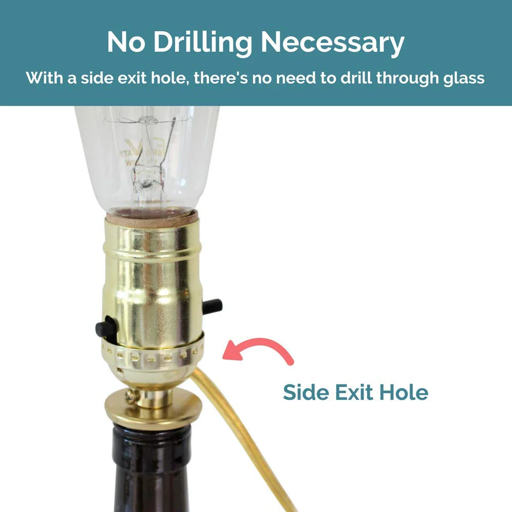 DIY Bottle Lamp Kit (Brass Socket & 8FT Gold Cord)