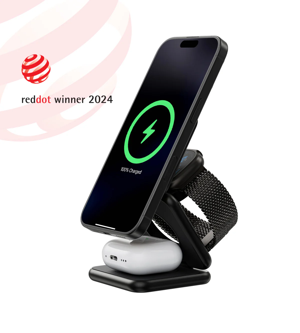 KUXIU X40 3-in-1 MagSafe Foldable Charging Stand - Black