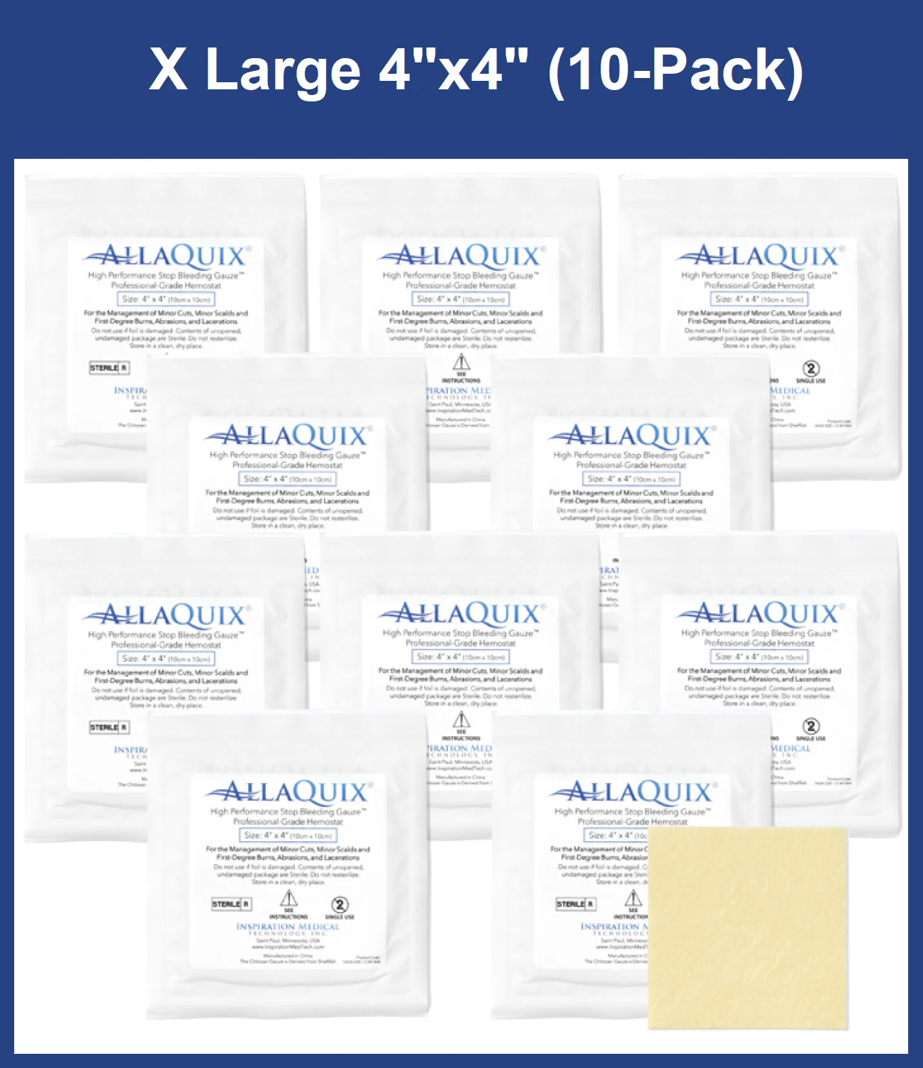 AllaQuix® High Performance Stop Bleeding Gauze (4x4)