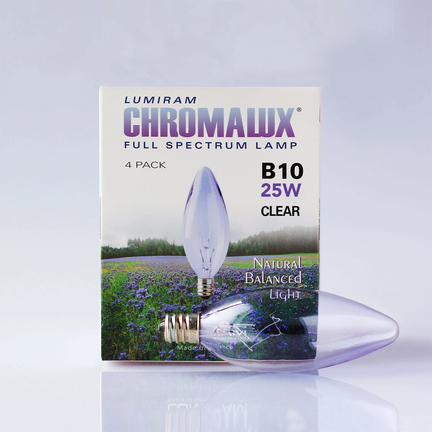 B10 Clear – Candelabra Base Chromalux® Full Spectrum Chandelier Bulb (E12 candelabra base)
