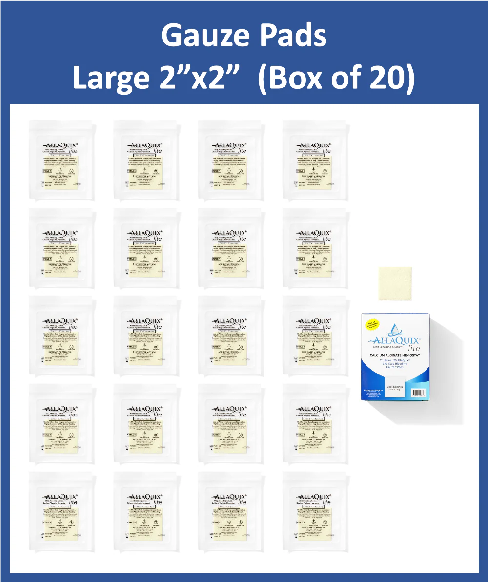 AllaQuix® Lite Stop Bleeding Gauze (2x2) – Calcium Alginate Hemostatic Gauze Pad