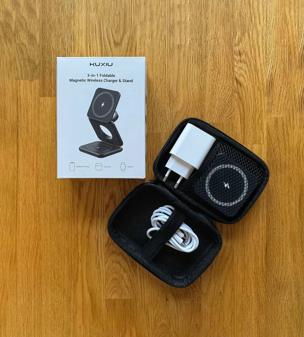 KUXIU X40 3-in-1 MagSafe Foldable Charging Stand - Black