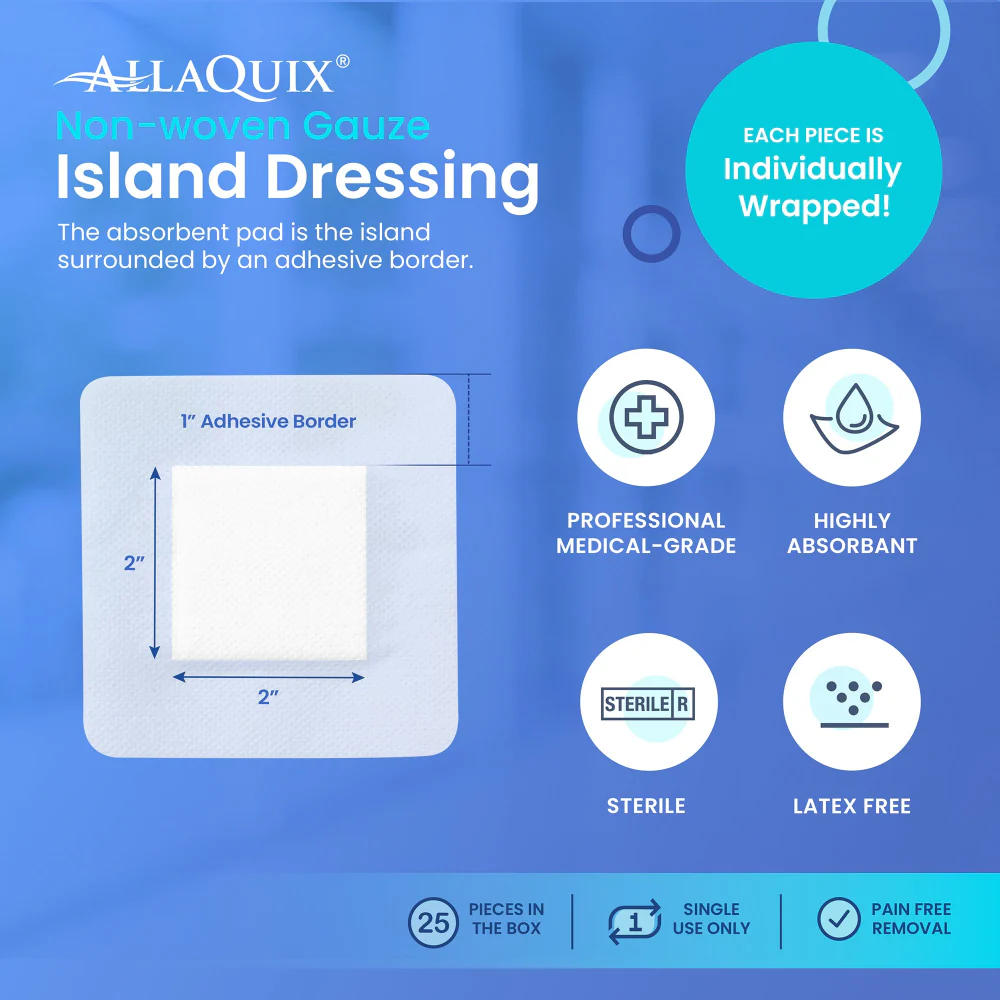 AllaQuix® Basic Non-Woven Adhesive Island Dressing (4x14) – Sterile & Latex-Free