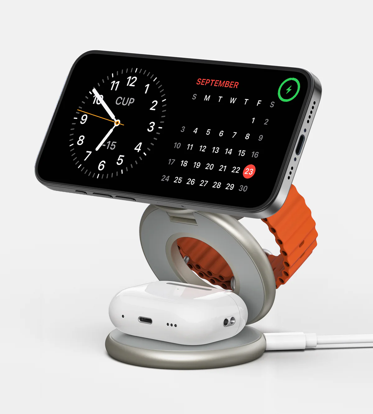 KUXIU X63 3-In-1 MagSafe Foldable Magnetic Wireless Charging Station-Titanium