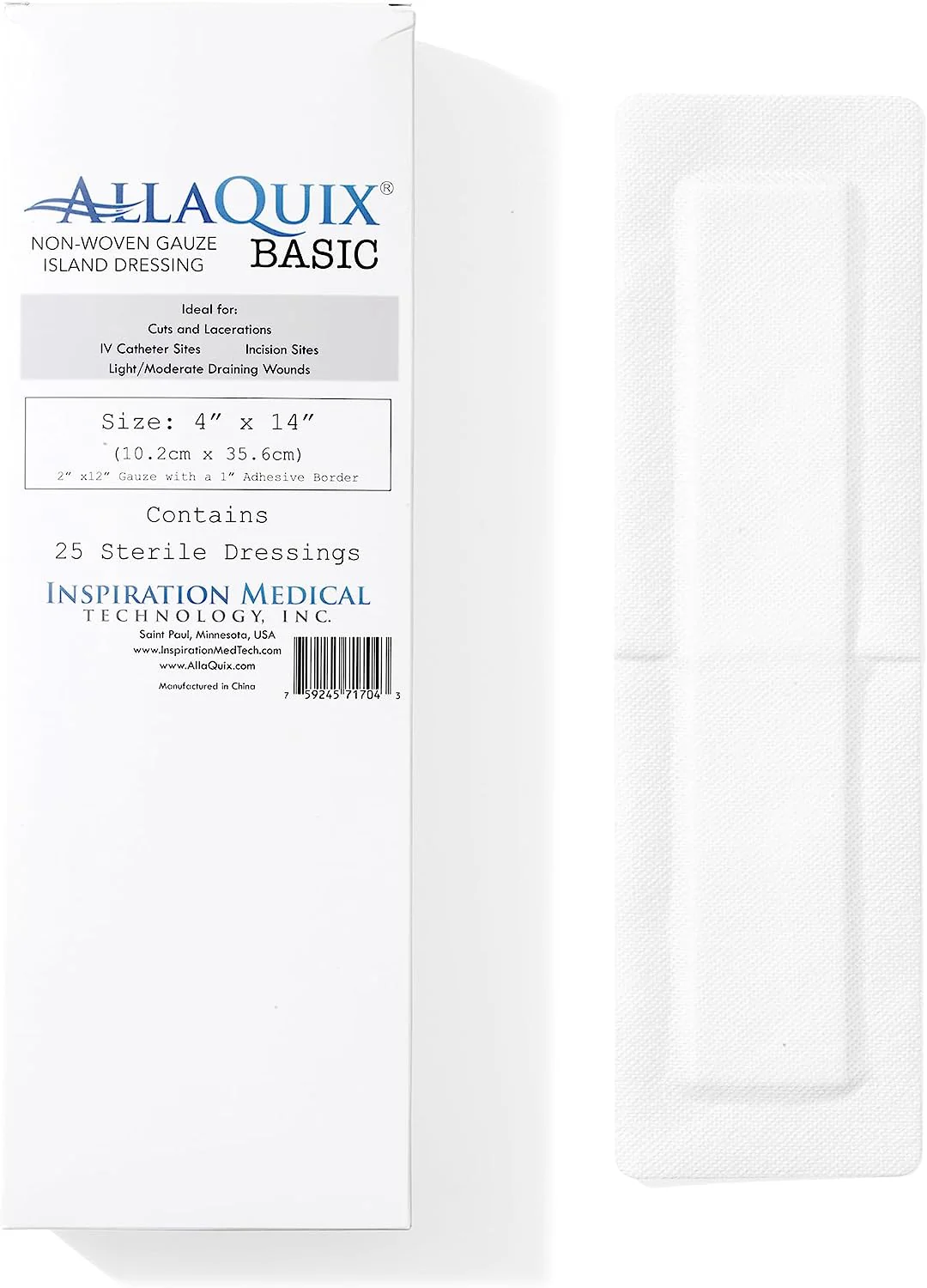 AllaQuix® Basic Non-Woven Adhesive Island Dressing (4x14) – Sterile & Latex-Free