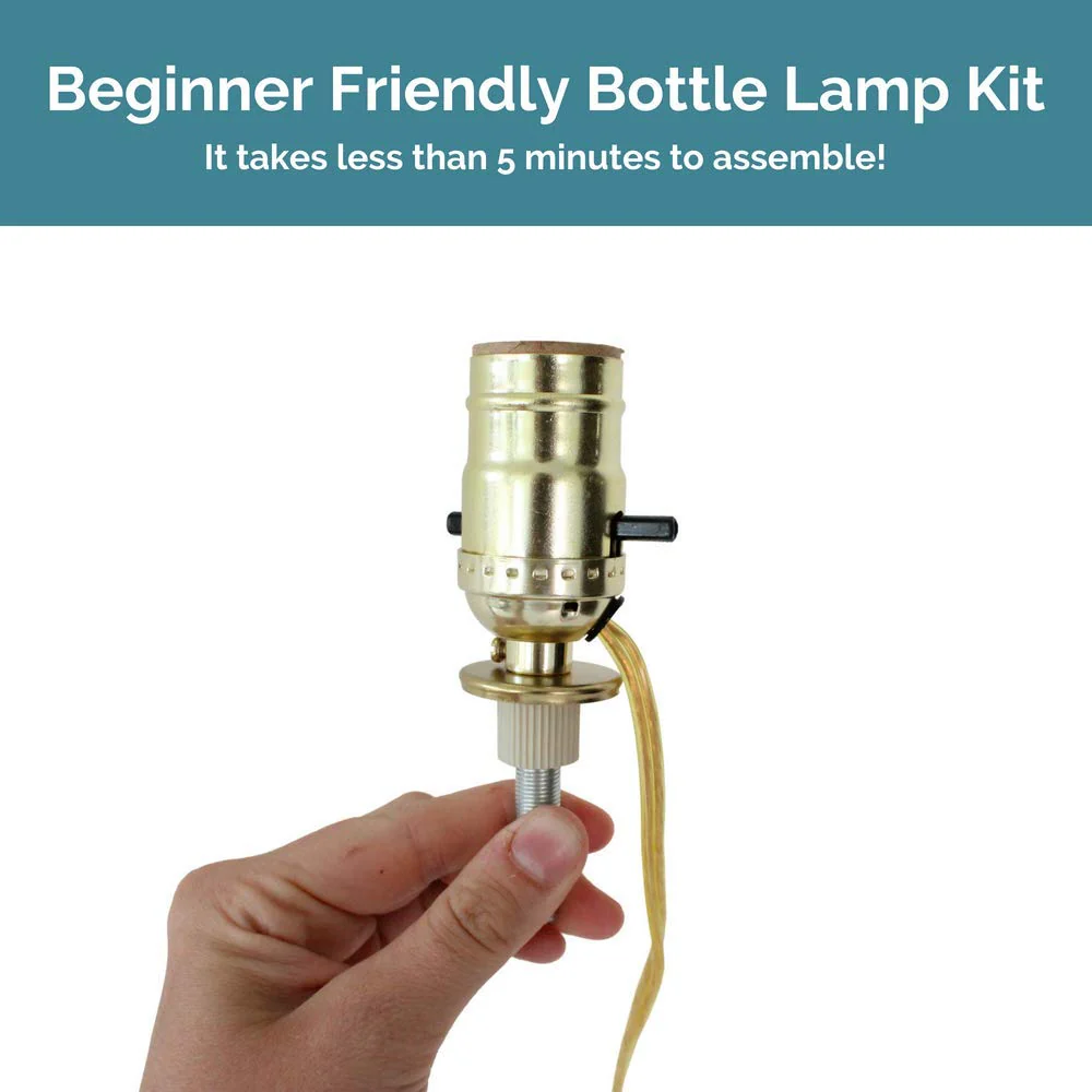 DIY Bottle Lamp Kit (Brass Socket & 8FT Gold Cord)