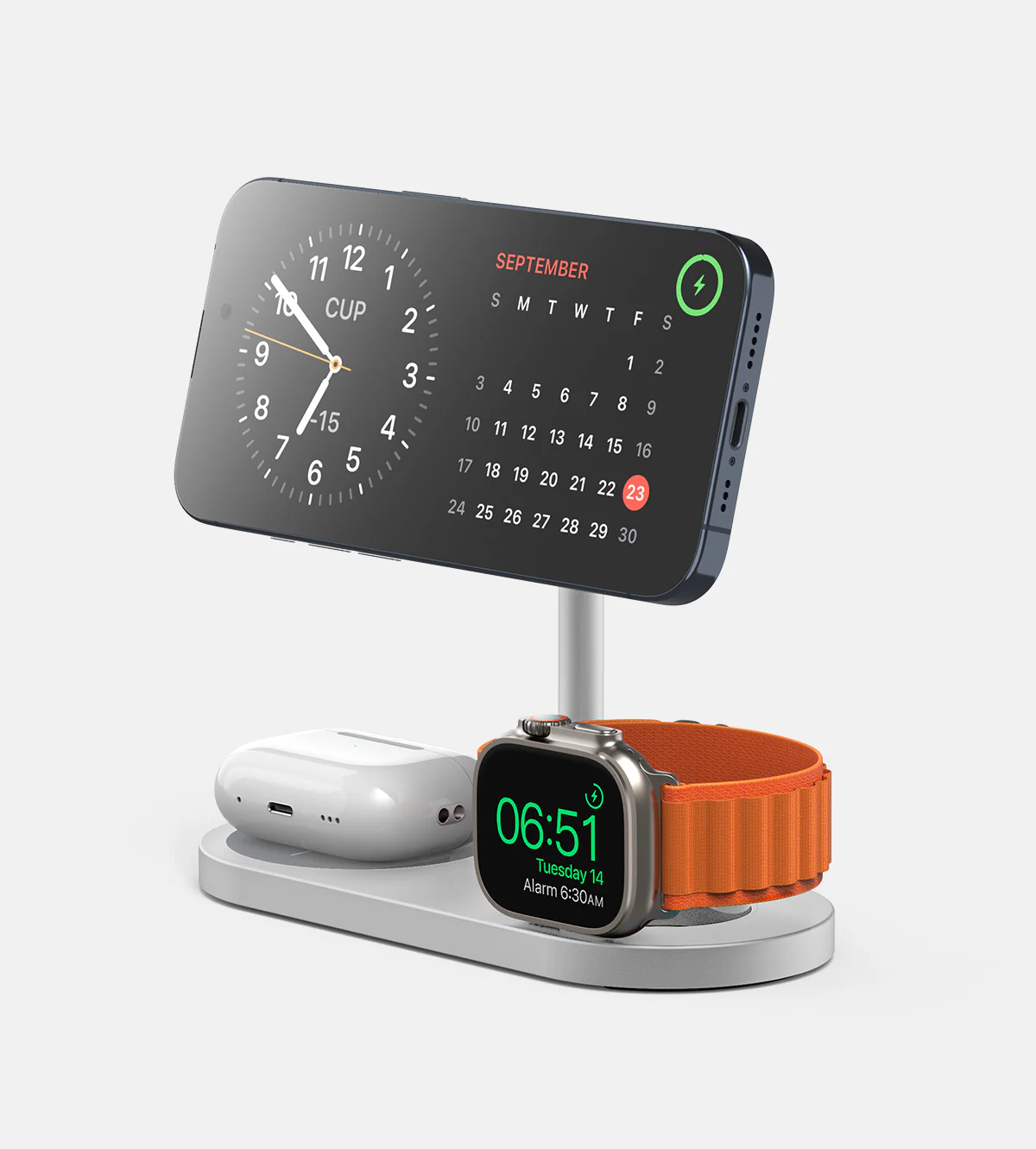 KUXIU X23 Pro 3-in-1 MagSafe Dual-Core Fast Charging Stand – Gray