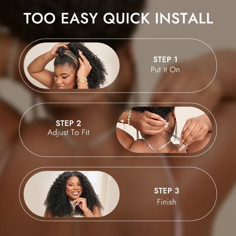 Luvme Too Easy Texture™ Wig 180% Density  Kinky Curly / Yaki Straight Glueless V Part Flexi-Fit Drawstring Wig