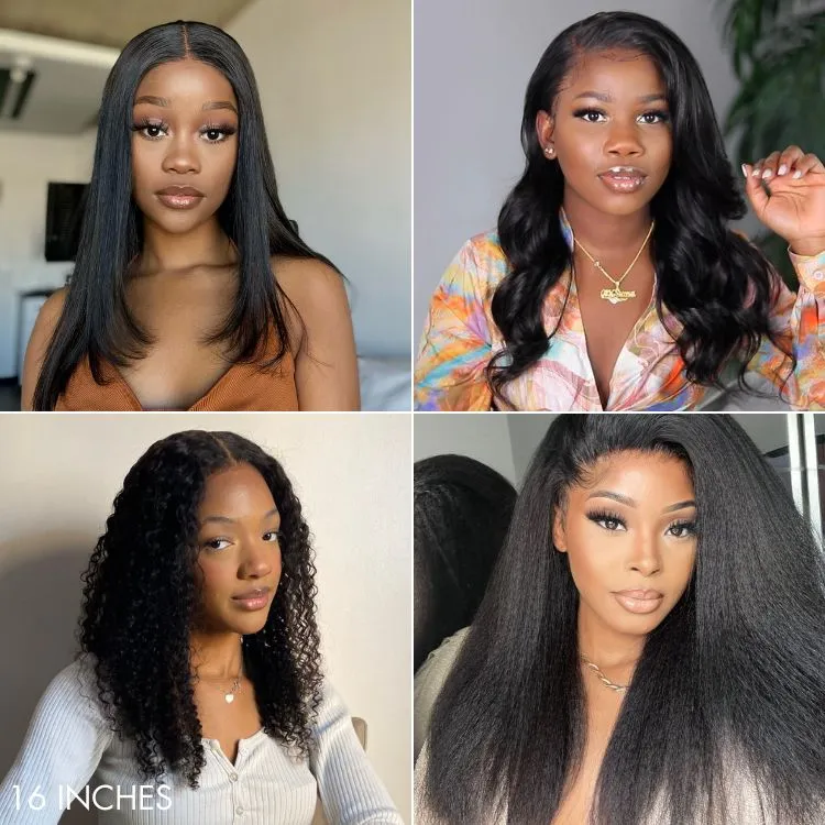 Body Wave / Straight / Kinky / Deep Wave Human Hair U Part Wig